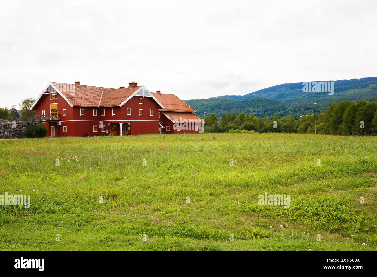 Big house in Norway village Stock Photo Alamy