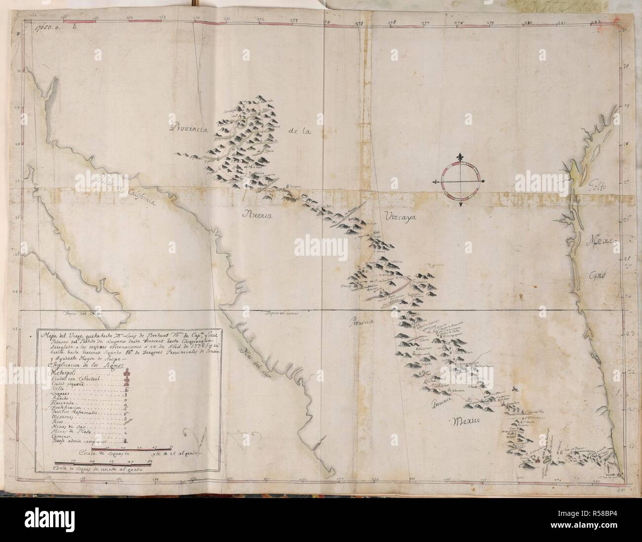 Map of the Spanish empire at its greatest extend in 1790 Stock