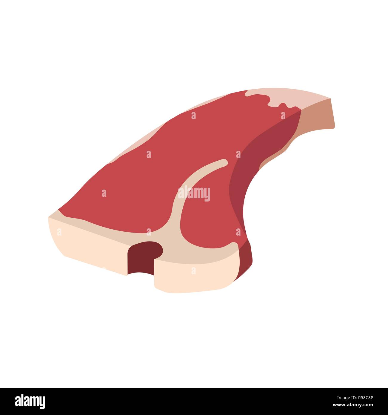 T Bone Steak icon. BBQ and Picnic label on white Background. Cartoon