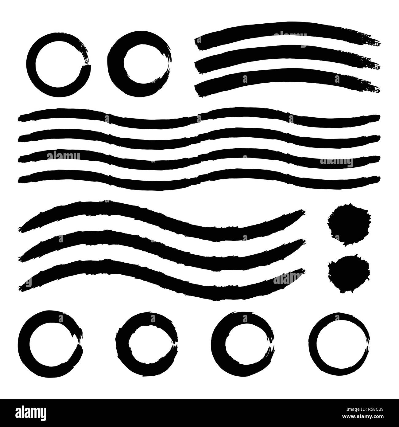 Set of Hand Painted Brush Strokes. Watercolor Brush Strokes. Vector