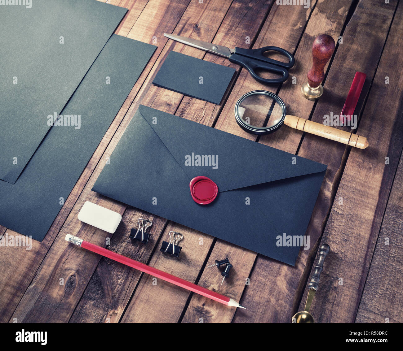 Vintage black stationery Stock Photo Alamy