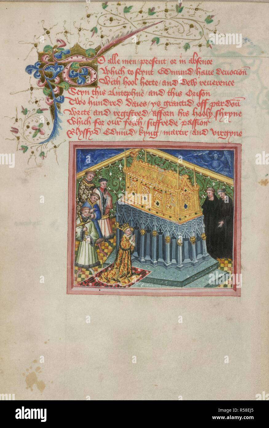 Henry Vi At Shrine Of St Edmund Lives Of Saints Edmund And Fremund England Bury St Edmunds 1434 1444 Whole Folio King Henry Vi As A Boy Prays At The Shrine Of St
