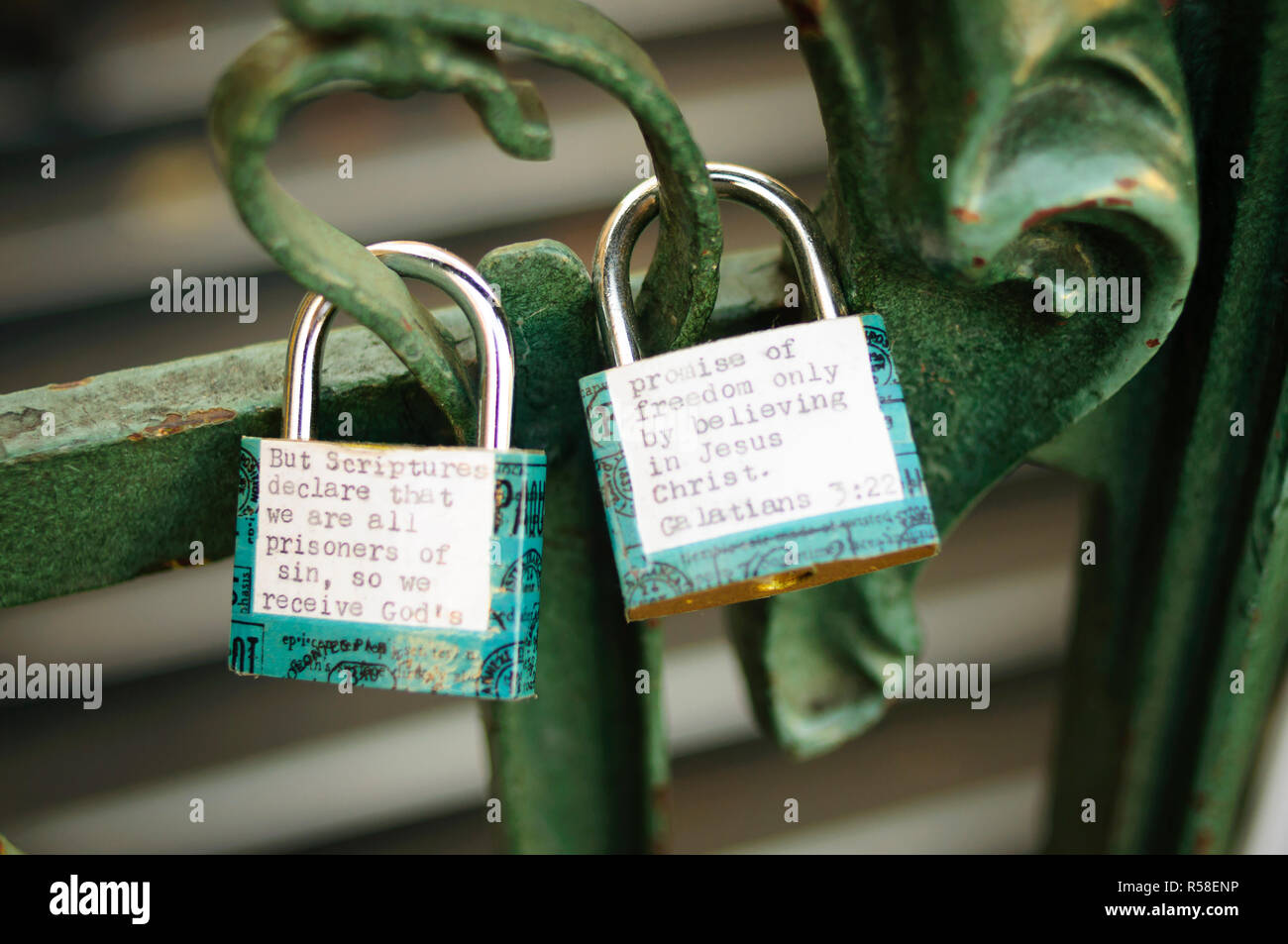 security locks in Paris Love mesage Stock Photo