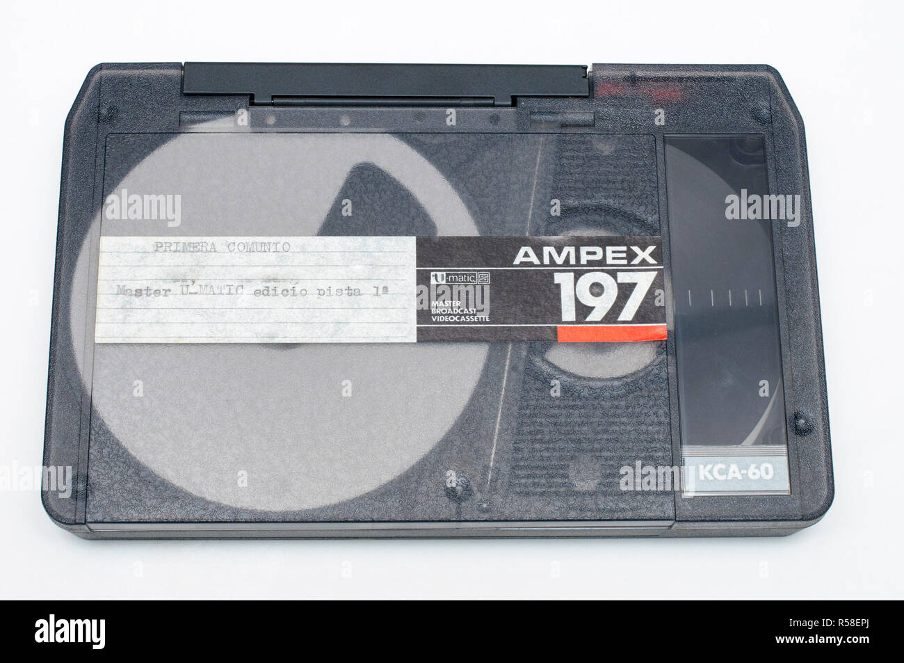 Sony and Ampex analog video tape with case Stock Photo