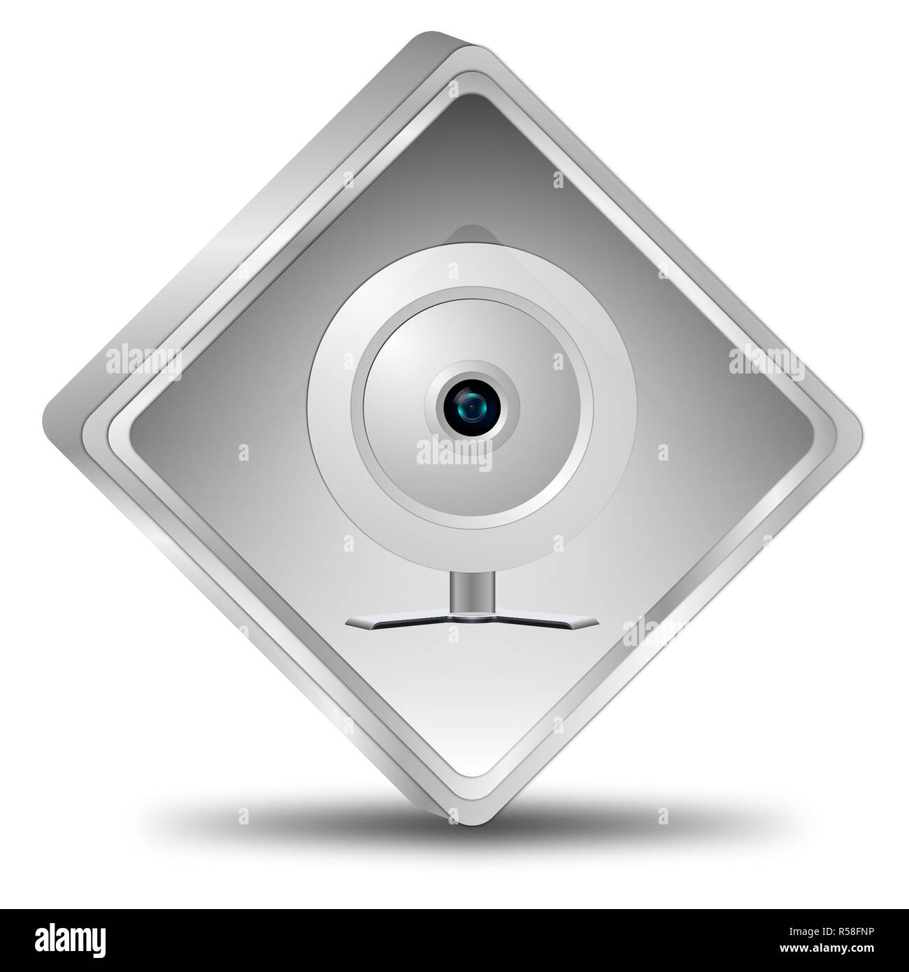 silver Button with Webcam - 3D illustration Stock Photo - Alamy
