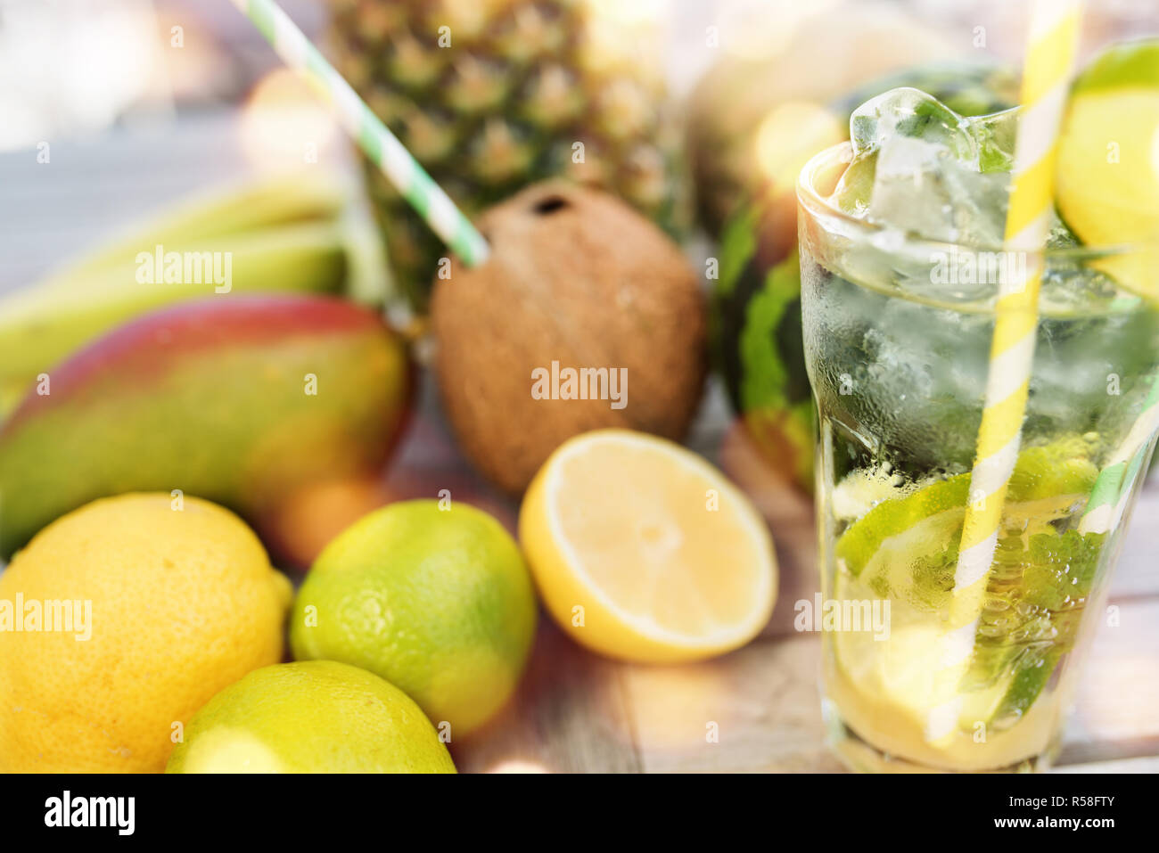 cocktail and exotic fruits Stock Photo Alamy