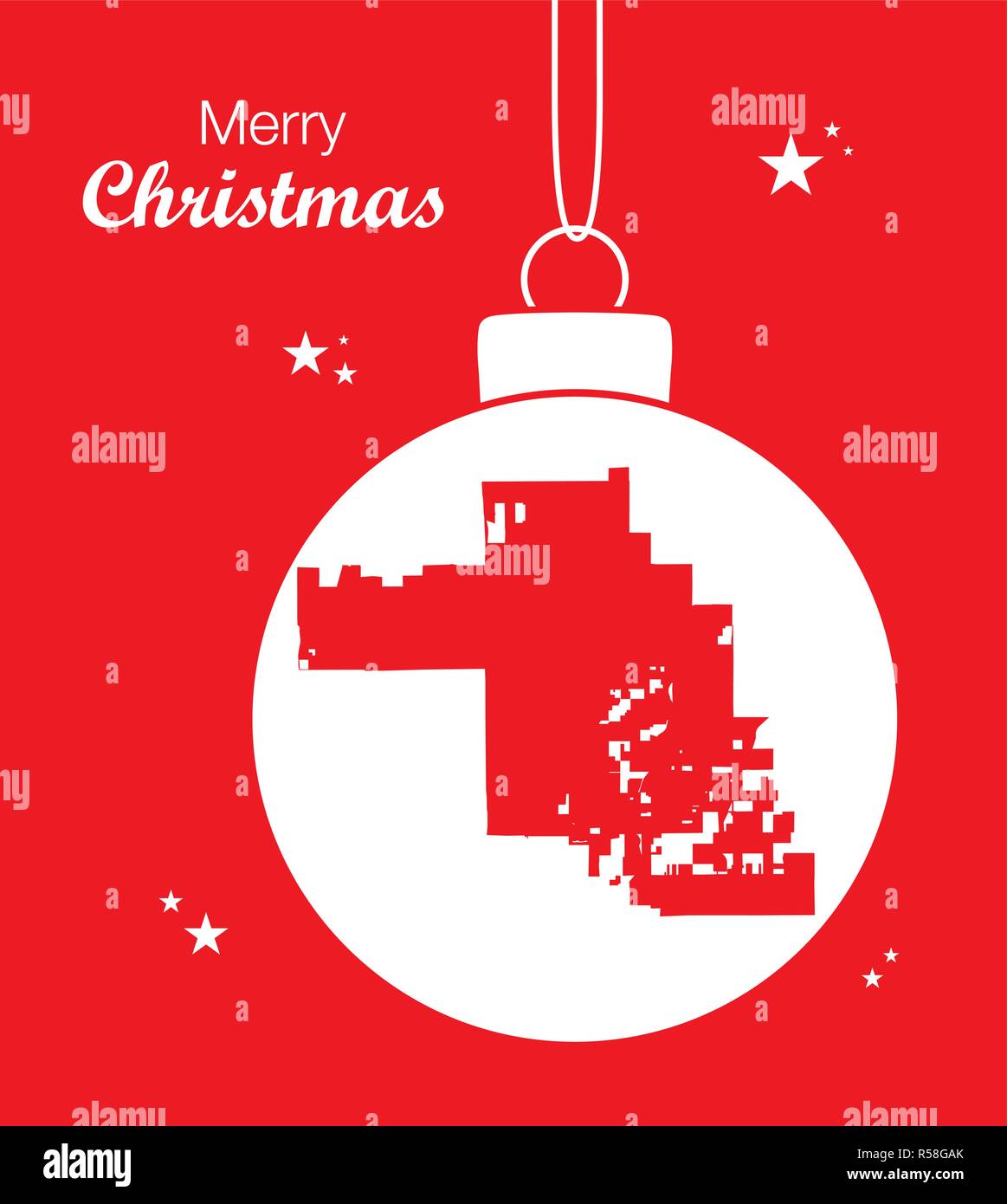 Merry Christmas illustration theme with map of Chandler Arizona Stock Vector