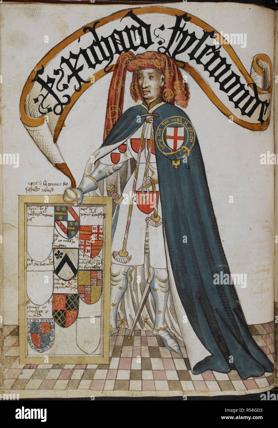 Sir Richard FitzSimon, of the Order of the Garter, wearing a blue ...