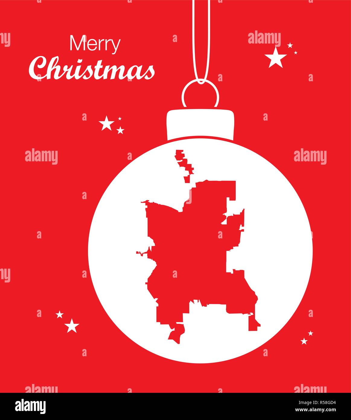 Merry Christmas illustration theme with map of Colorado Springs CO Stock Vector