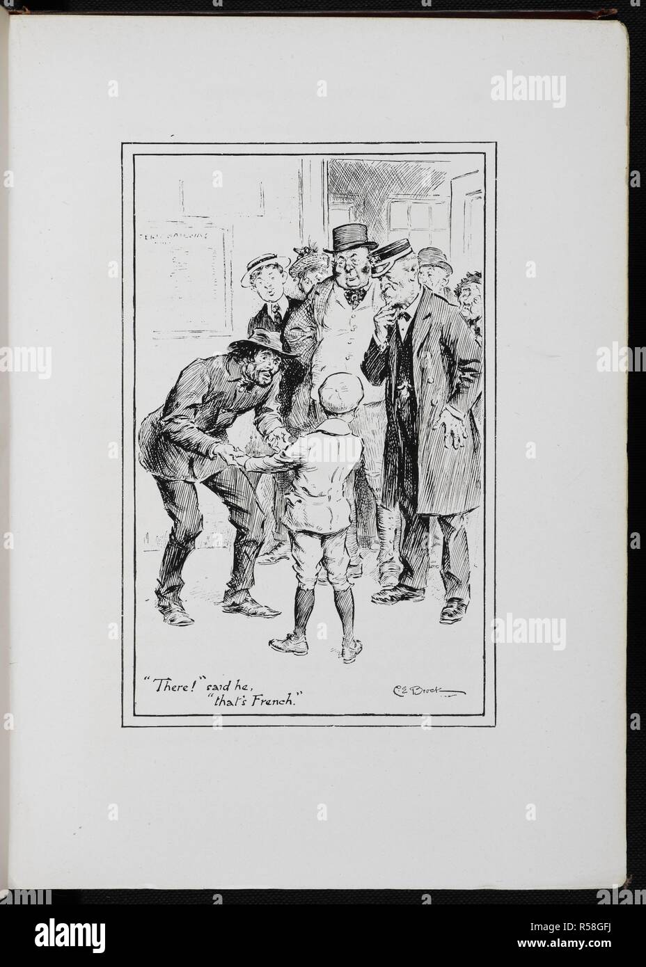 'There,' said he, 'That's French'. The Railway Children With drawings by C E Brock. London : Wells Gardner & Co., 1906. Source: 12813.y.7 page 104. Language: English. Author: Brock, Charles Edmund. Nesbit, afterwards Bland, Edith. Stock Photo