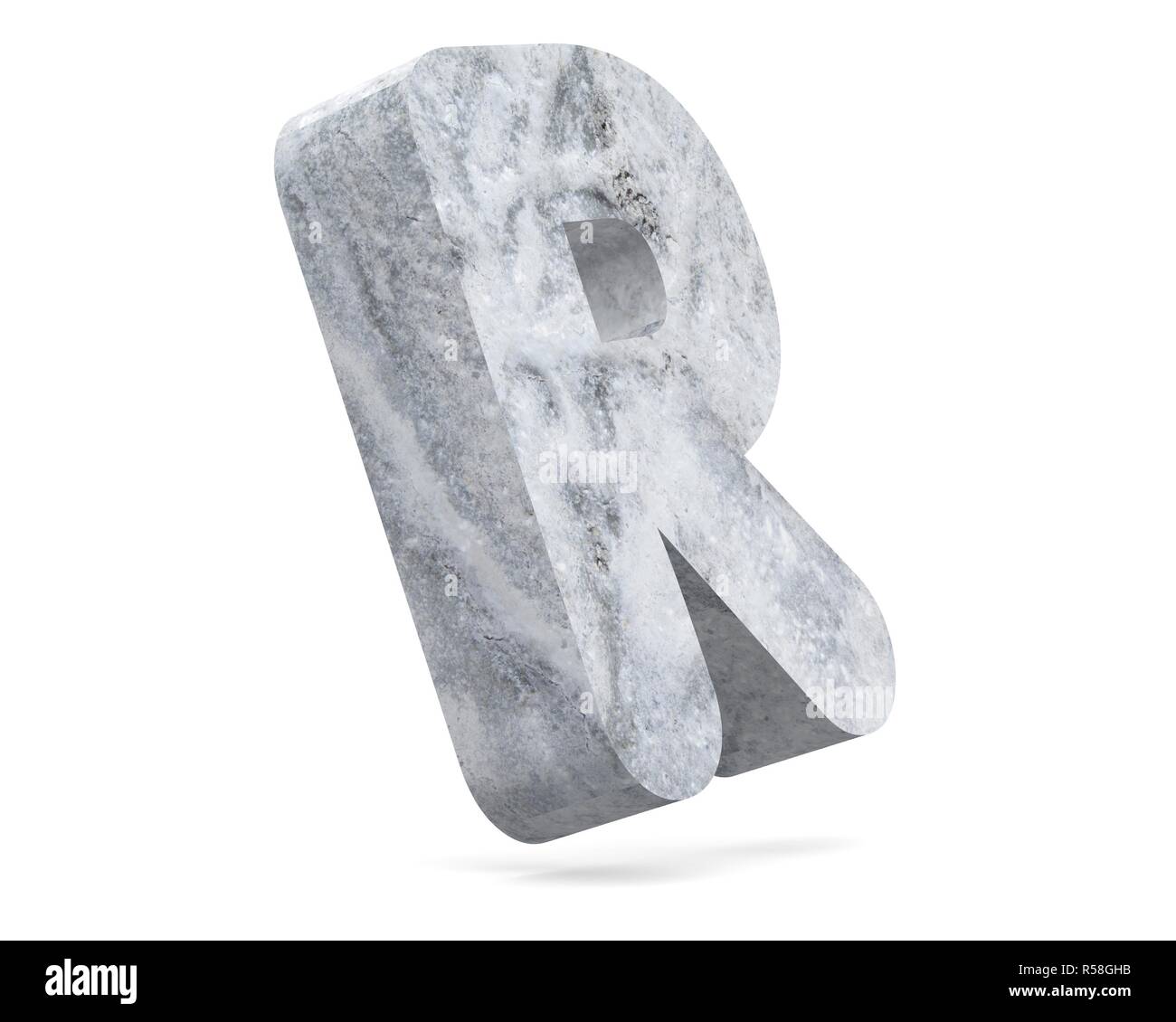 Concrete Capital Letter - R isolated on white background . 3D render ...