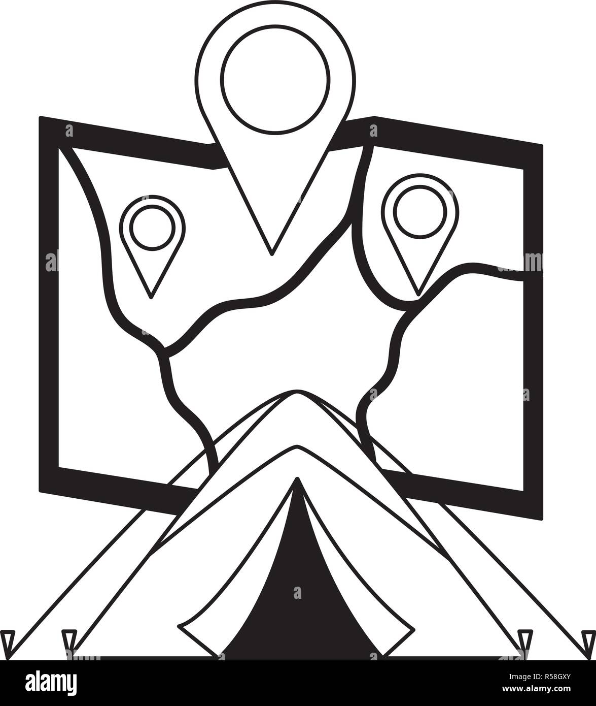 tent map location camping summer vector illustration Stock Vector Image ...