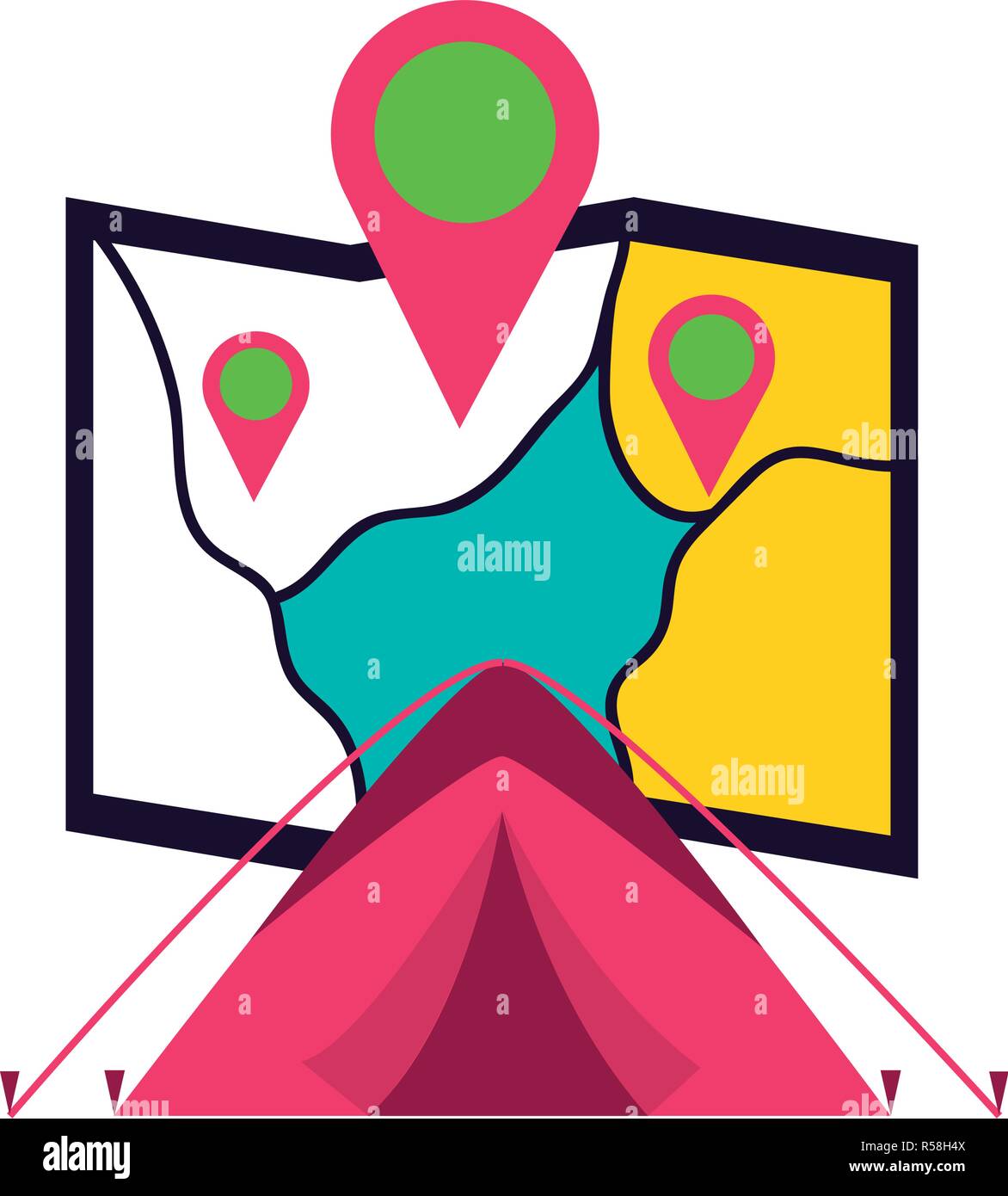 tent map location camping summer vector illustration Stock Vector Image ...