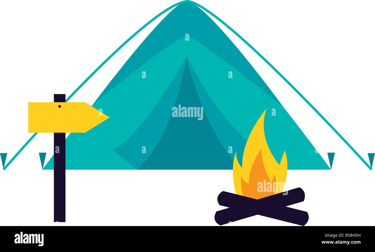 tent and burning campfire camping summer vector illustration Stock ...