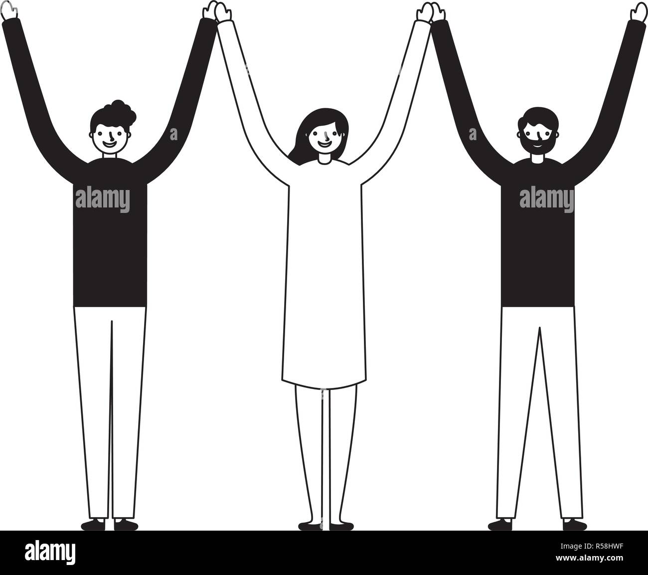group men and woman holding hands vector illustration Stock Vector ...