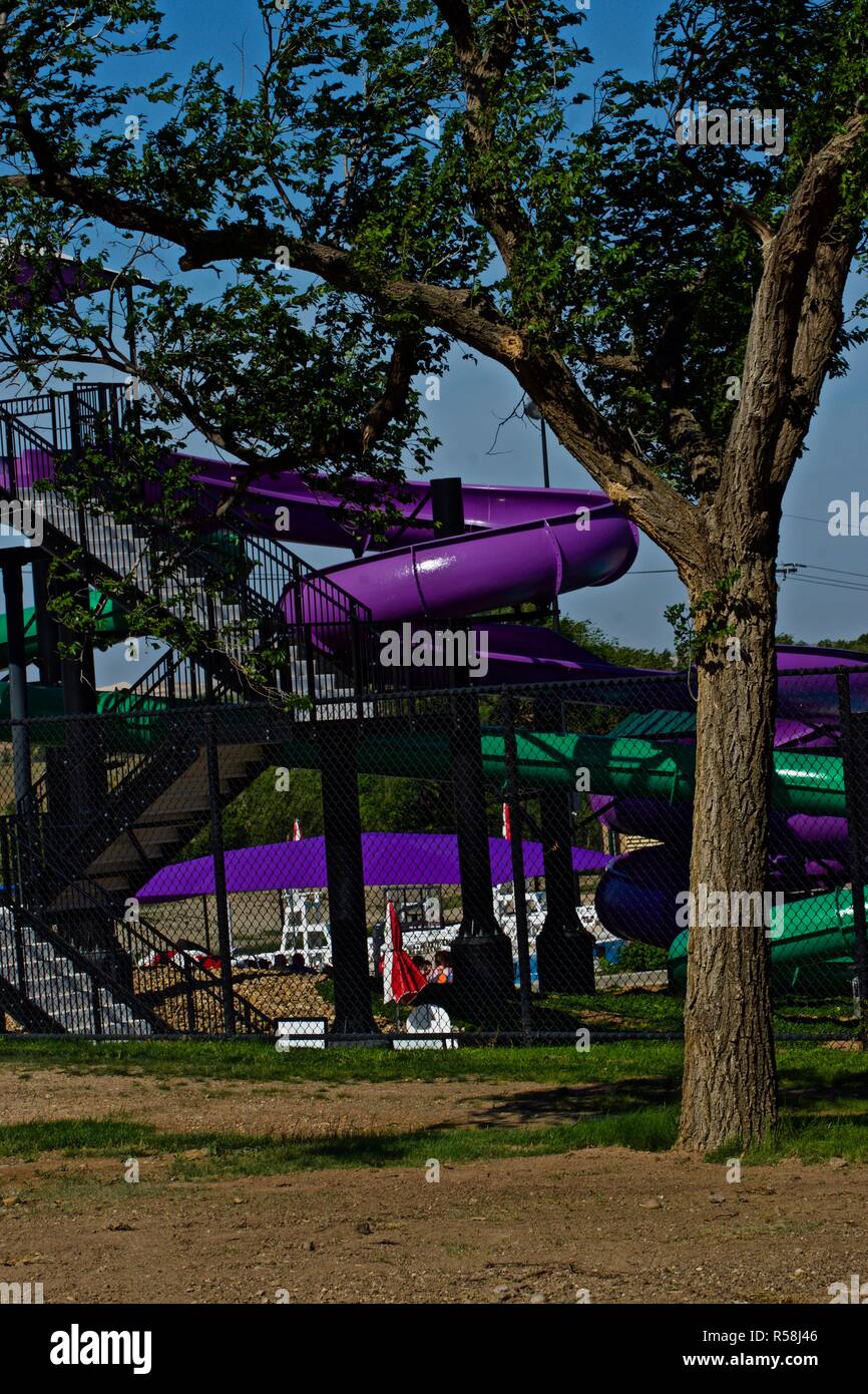 Water Slide at the City of Canyon Public Aqua Park and Swimming Pool
