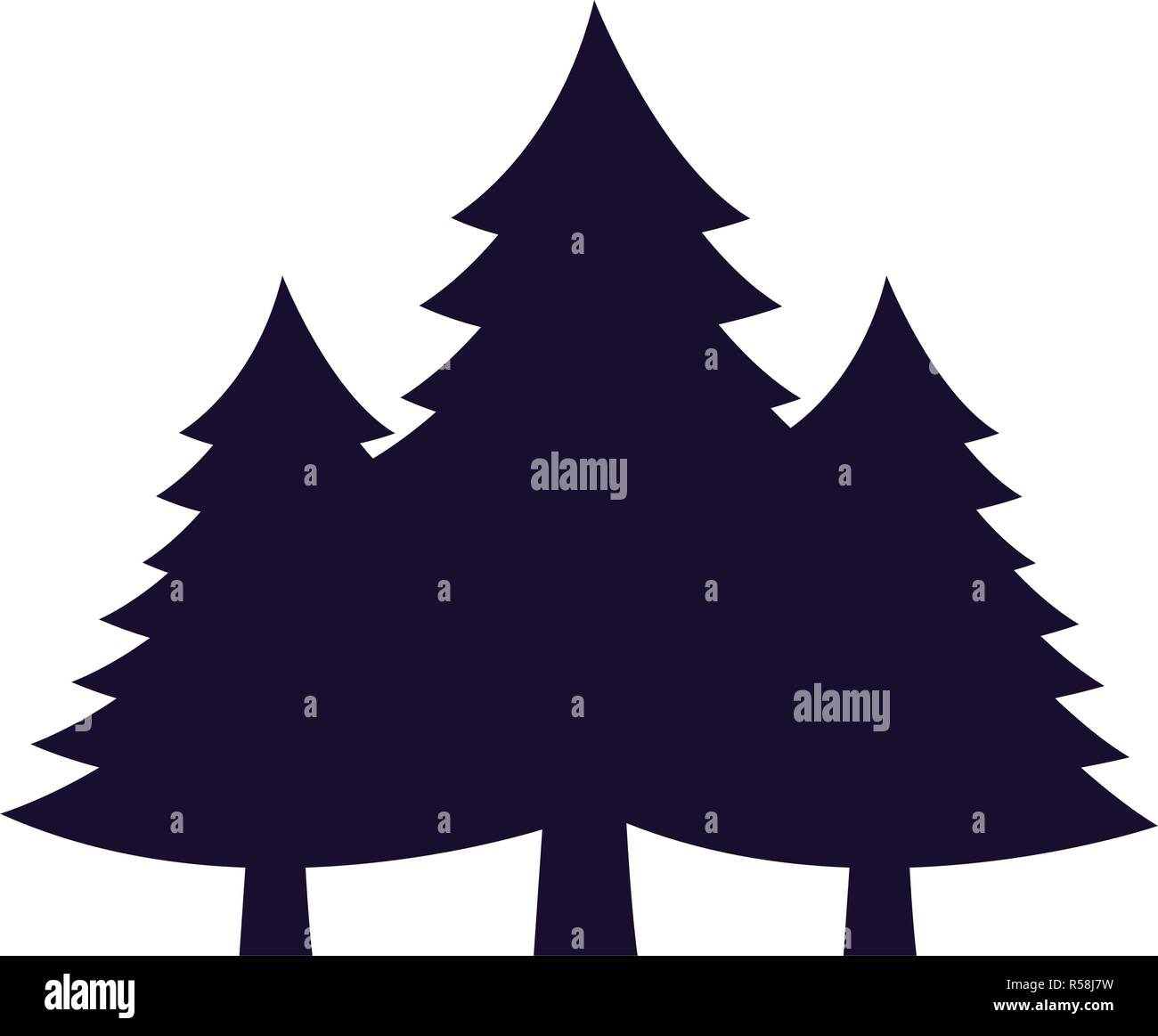 silhouette pine trees on white background vector illustration Stock ...