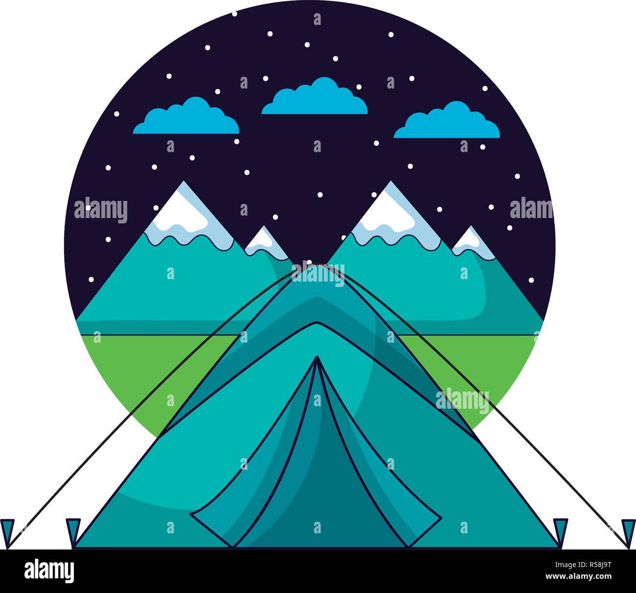 tent and mountains camping landscape vector illustration Stock Vector ...