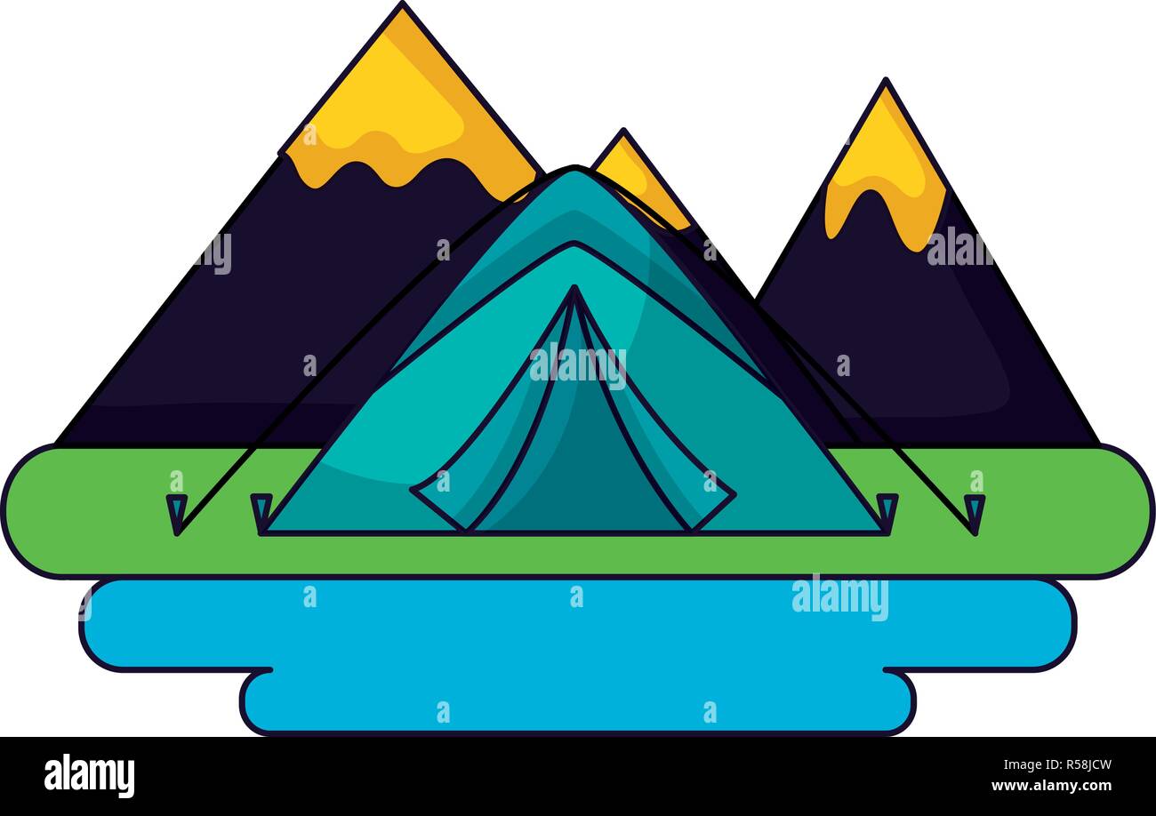 tent and mountains camping landscape vector illustration Stock Vector ...