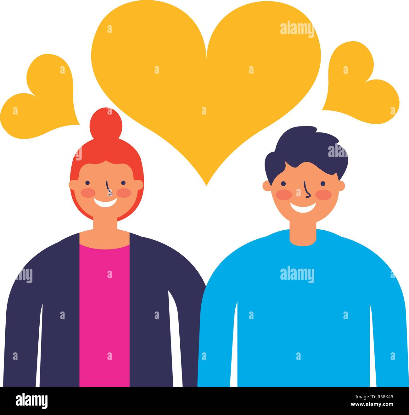 couple in love romantic hearts vector illustration Stock Vector Image ...