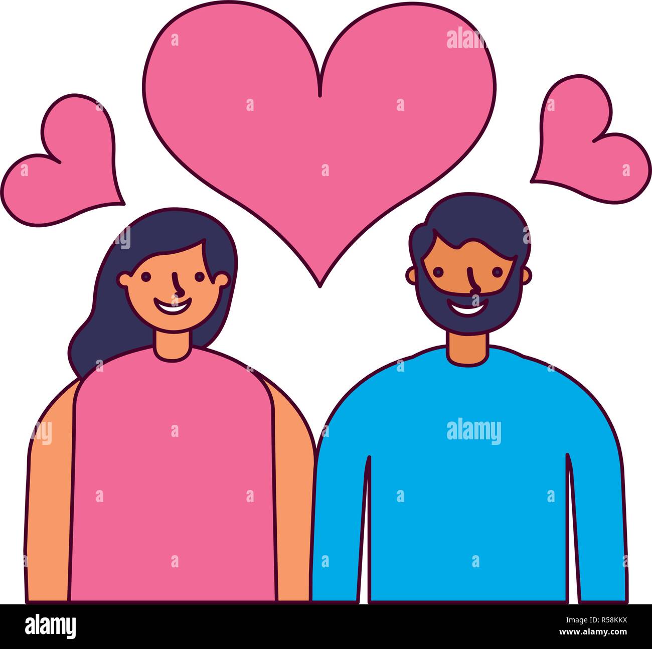 couple in love romantic hearts vector illustration Stock Vector Image ...