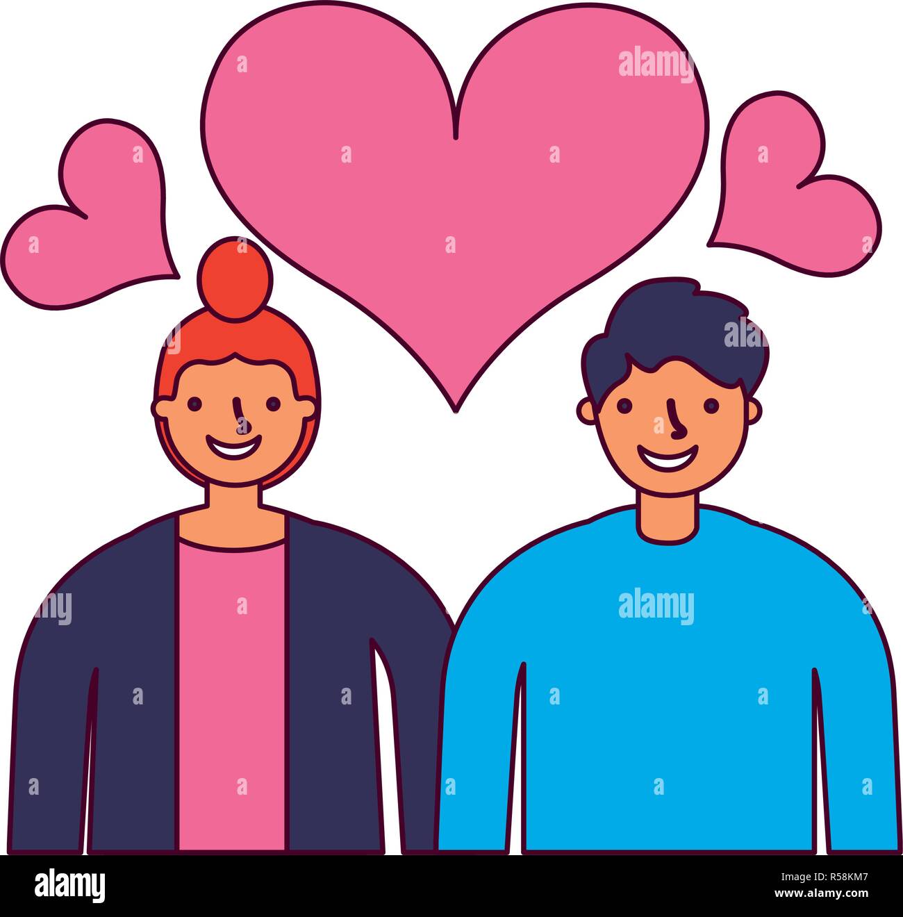 couple in love romantic hearts vector illustration Stock Vector Image ...