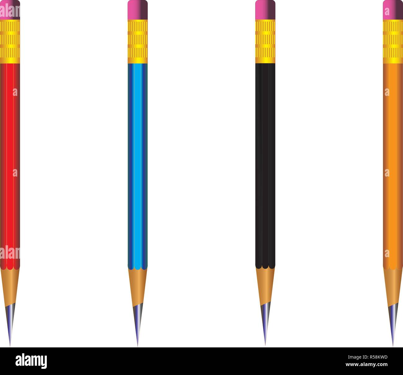 Vector of lead sharp pencil with eraser on white background with