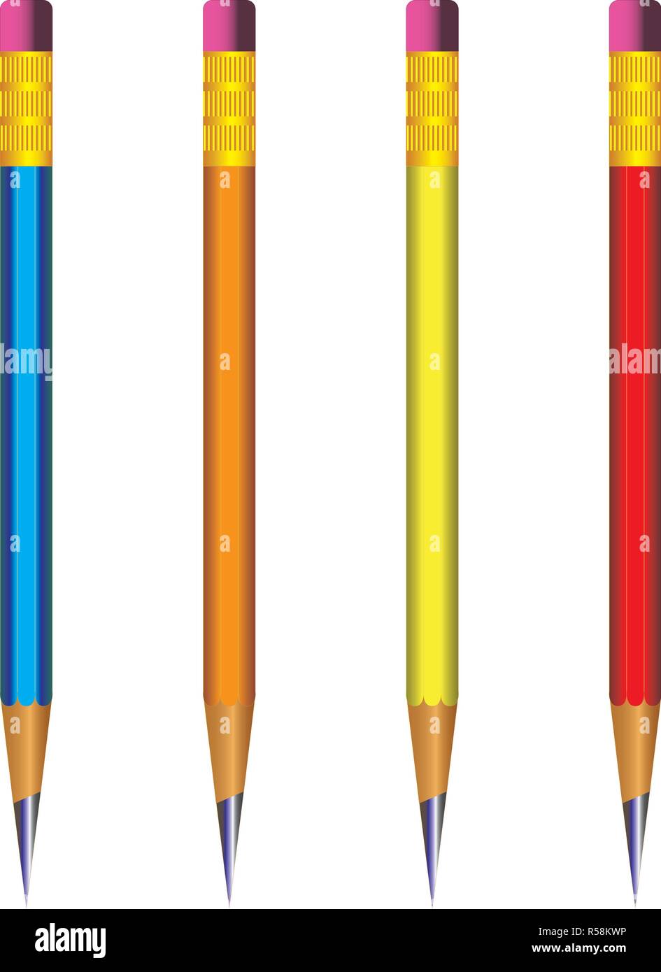Vector of lead sharp pencil with eraser on white background with