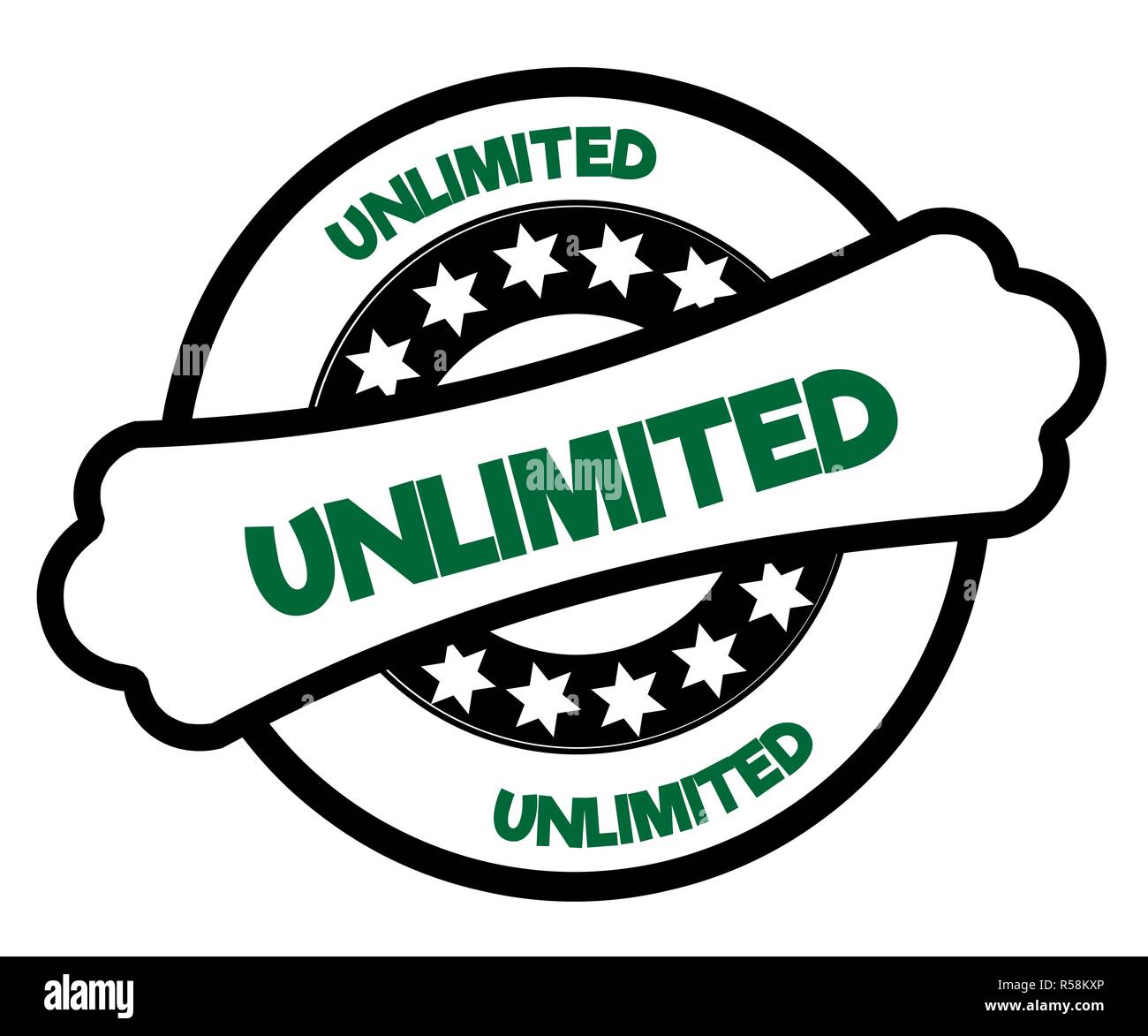 Black and green UNLIMITED stamp. Stock Photo