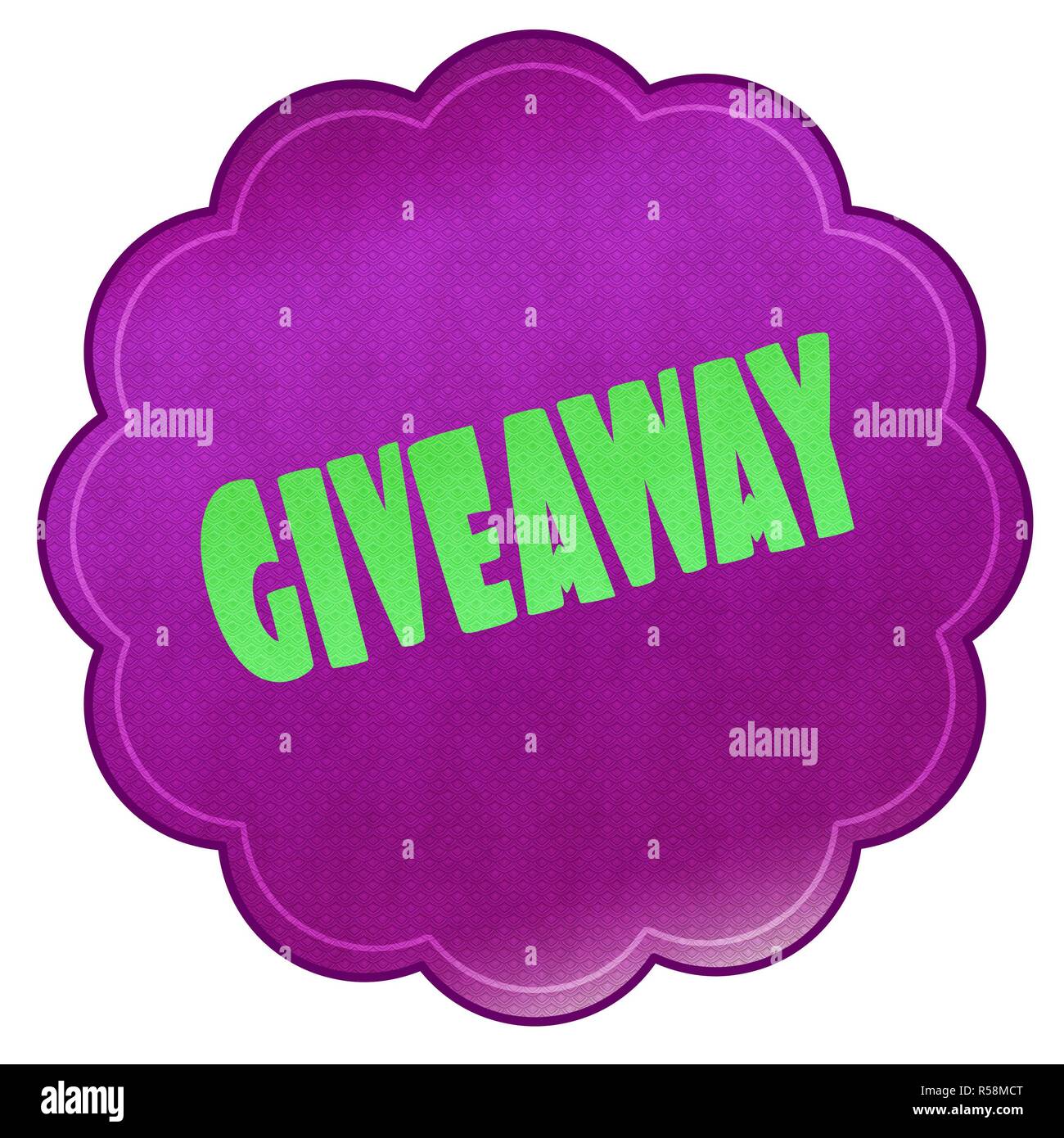 GIVEAWAY on magenta sticker. Stock Photo