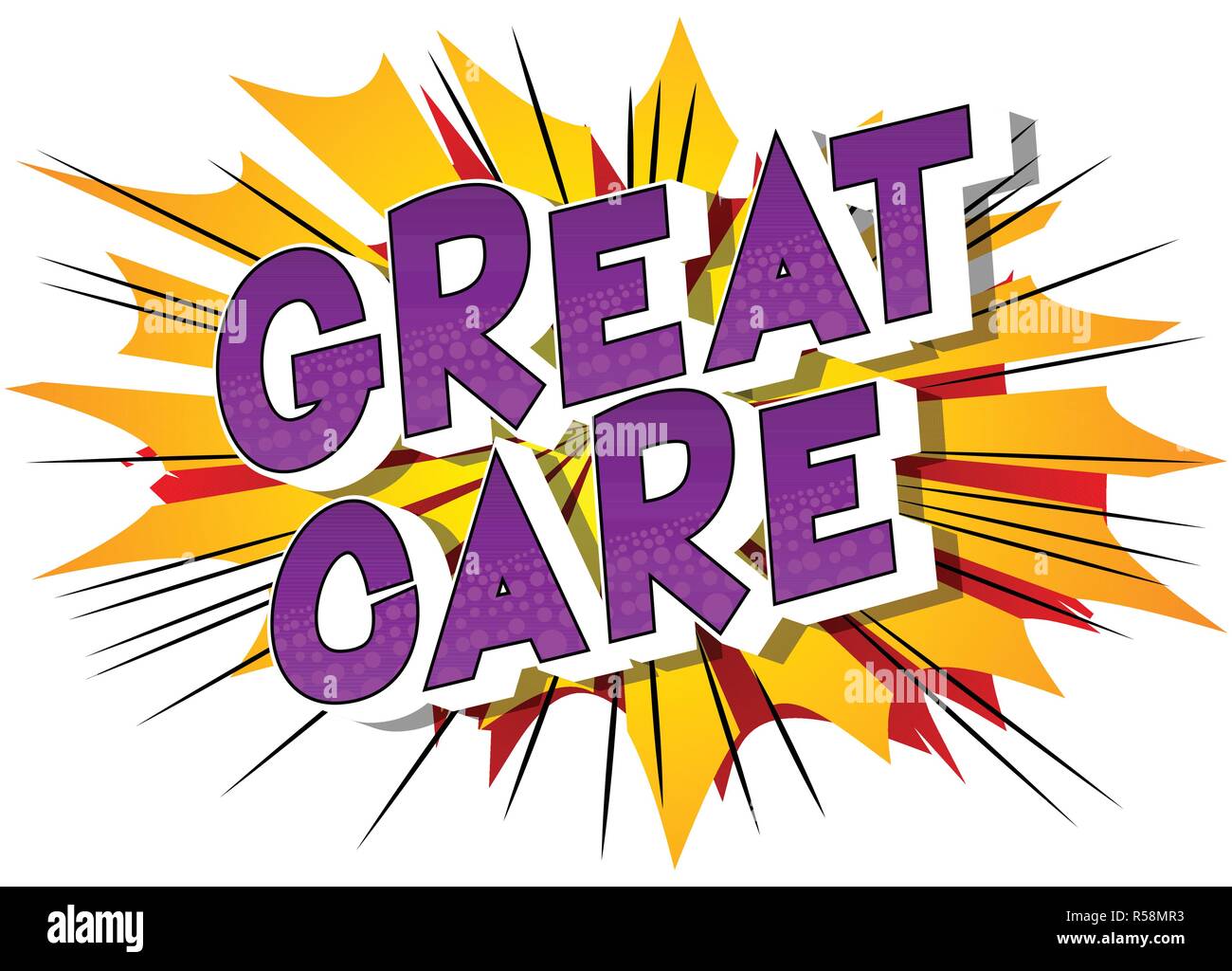 Great Care - Vector illustrated comic book style phrase. Stock Vector