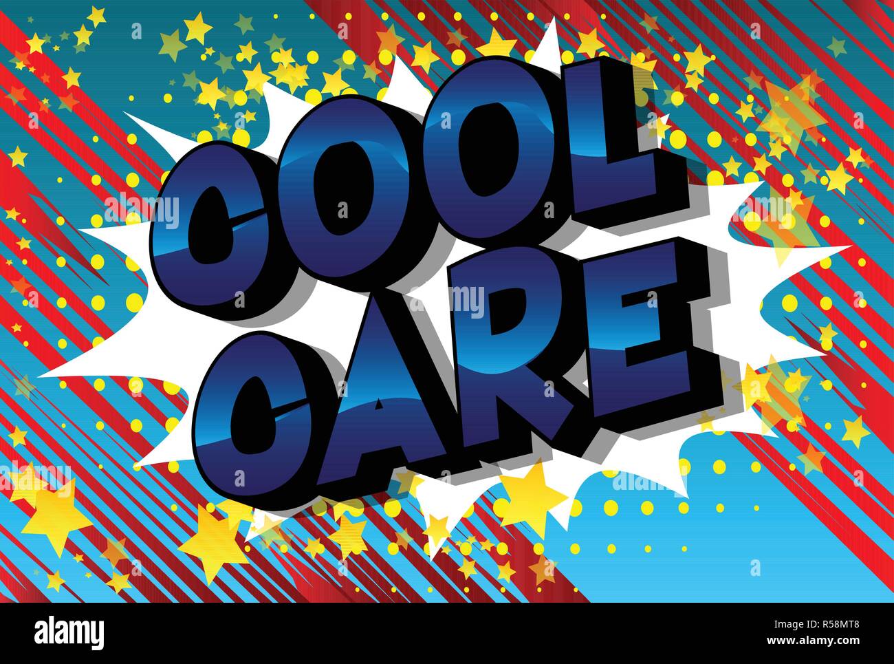 Cool Care - Vector illustrated comic book style phrase. Stock Vector