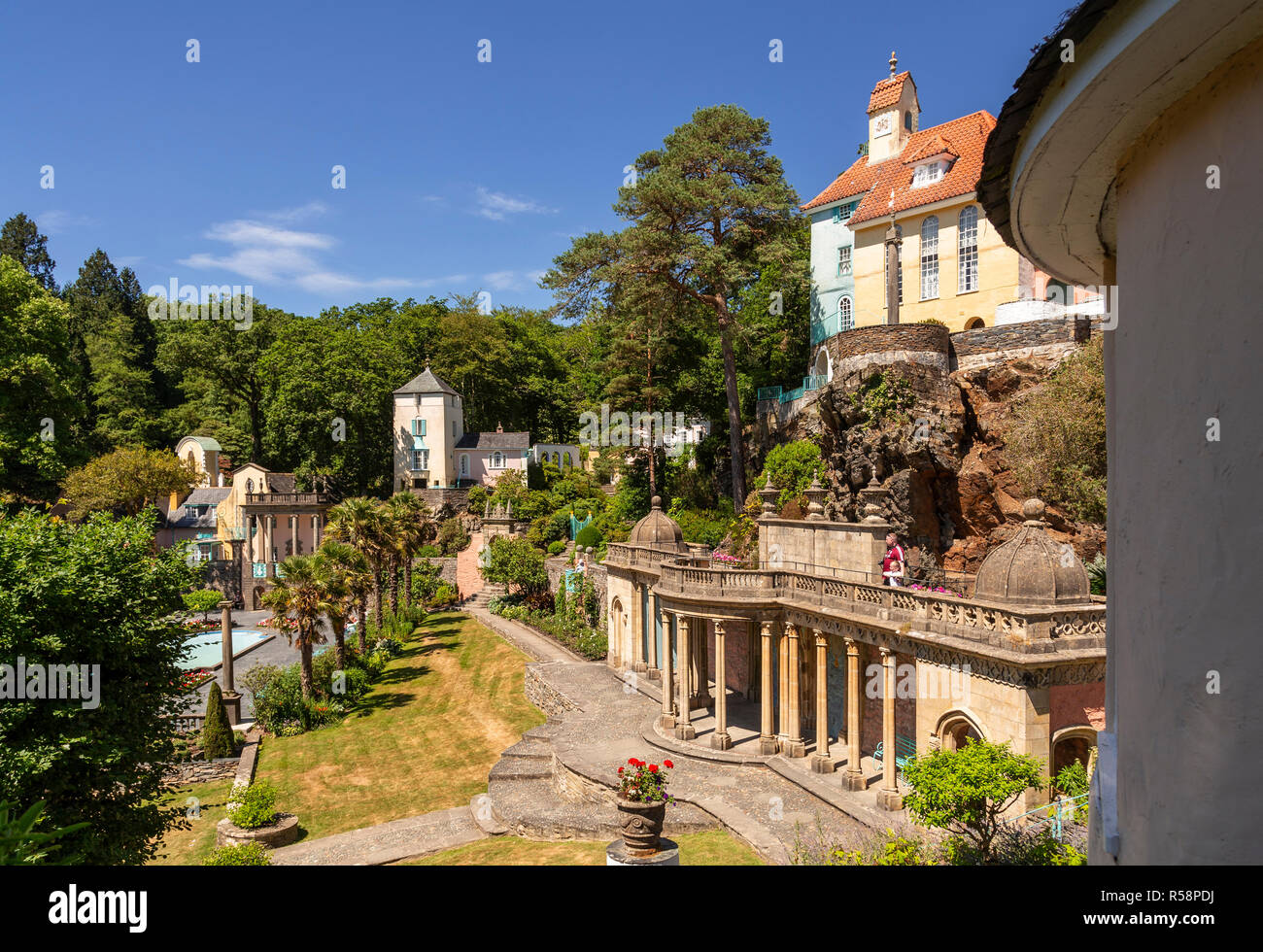 Italian style buildings at Portmeirion, Wales Stock Photo