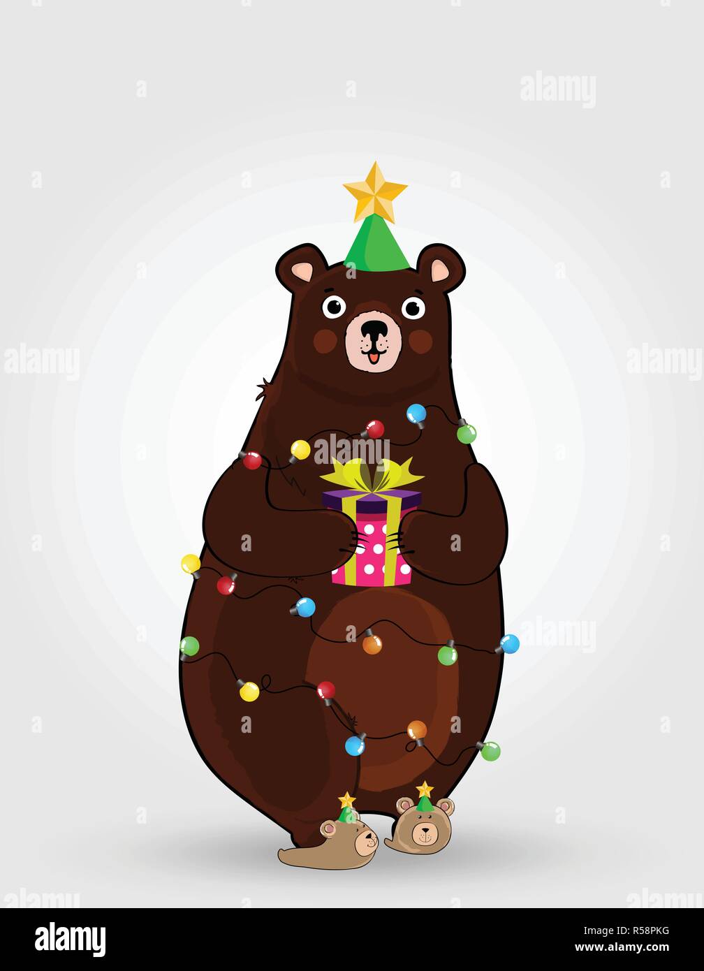 Vector illustration of cute cartoon bear character in funny hat and ...