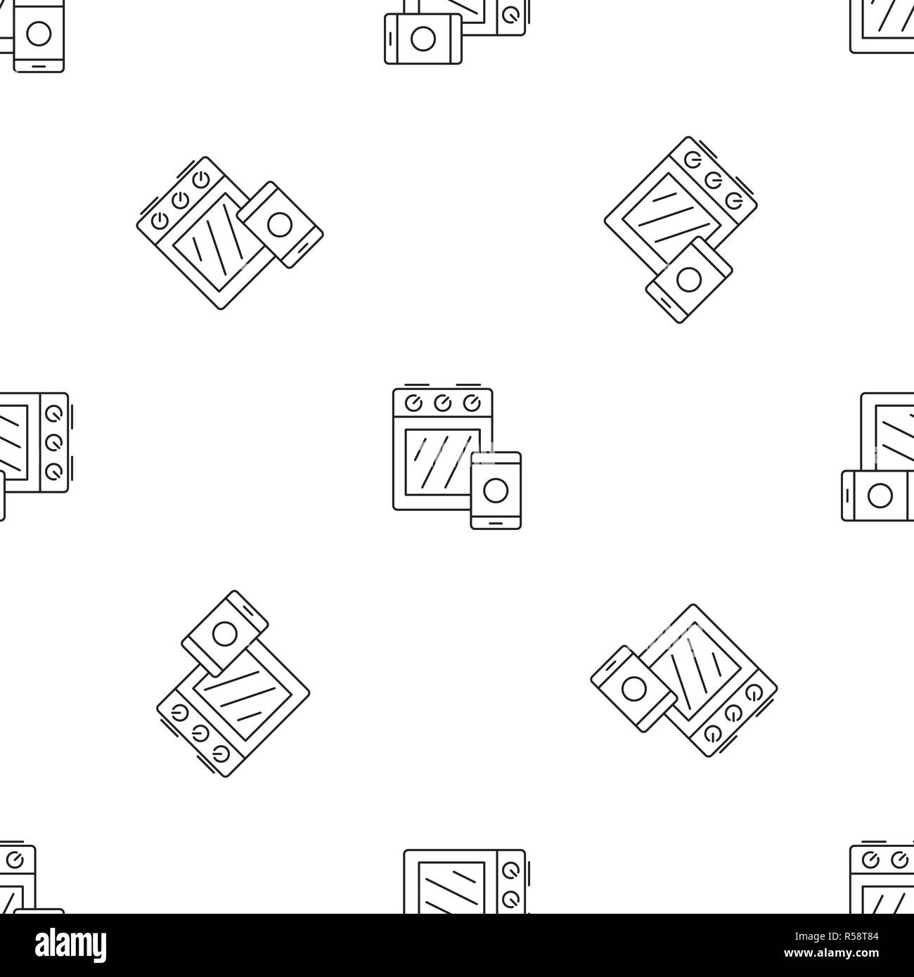 Smart cooker stove pattern seamless vector repeat geometric for any web design Stock Vector