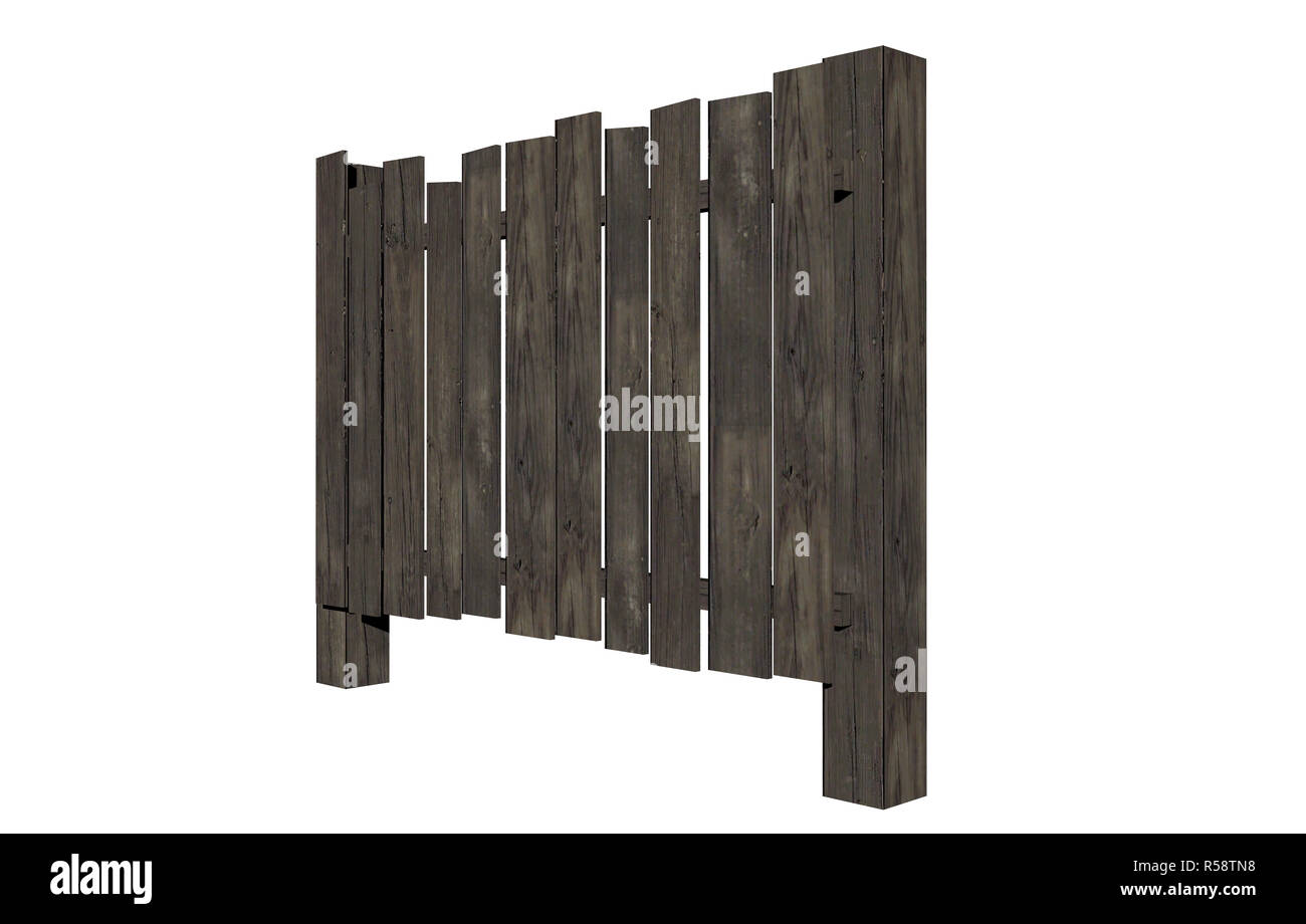 old picket fence isolated Stock Photo - Alamy