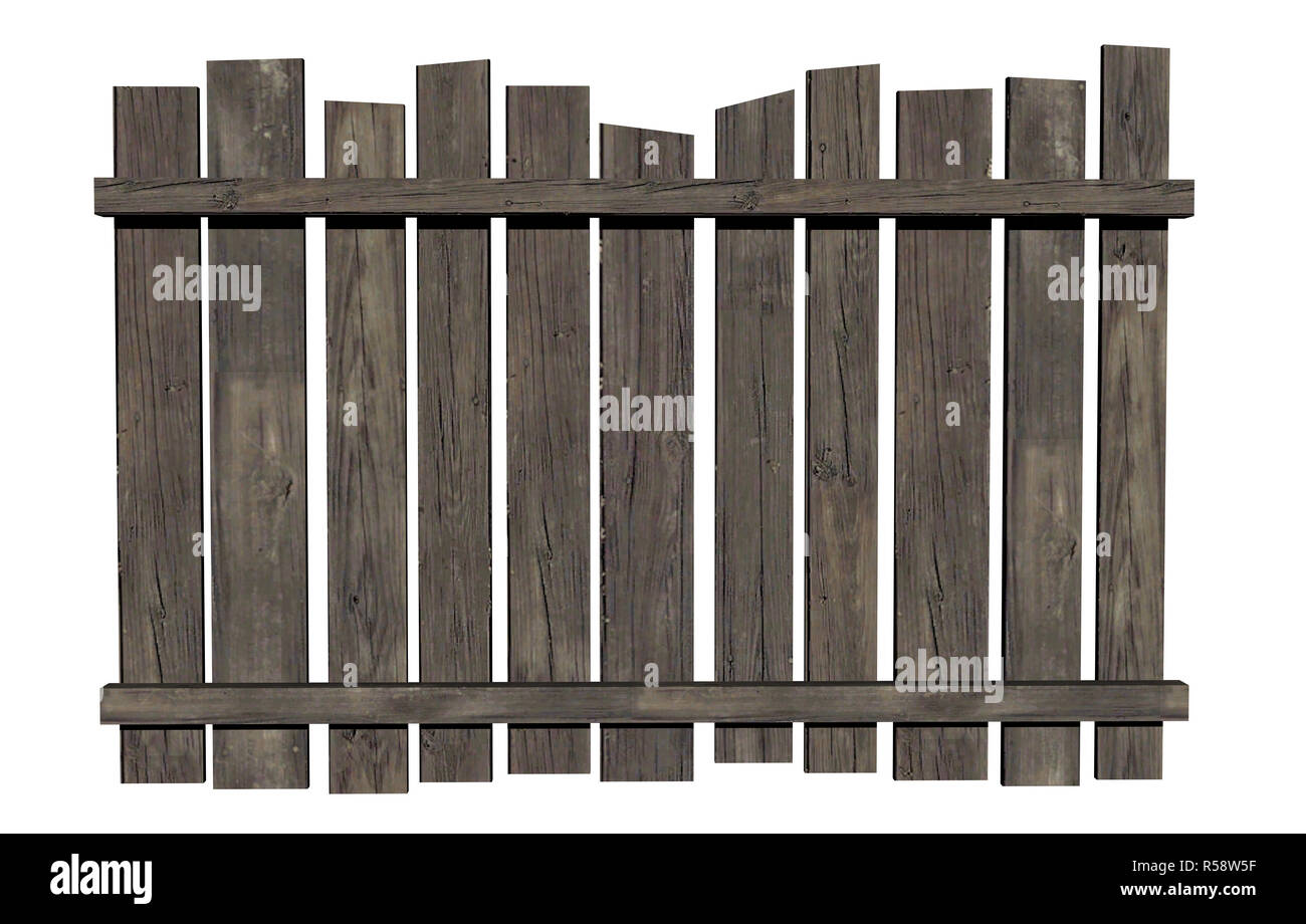 old picket fence isolated Stock Photo - Alamy