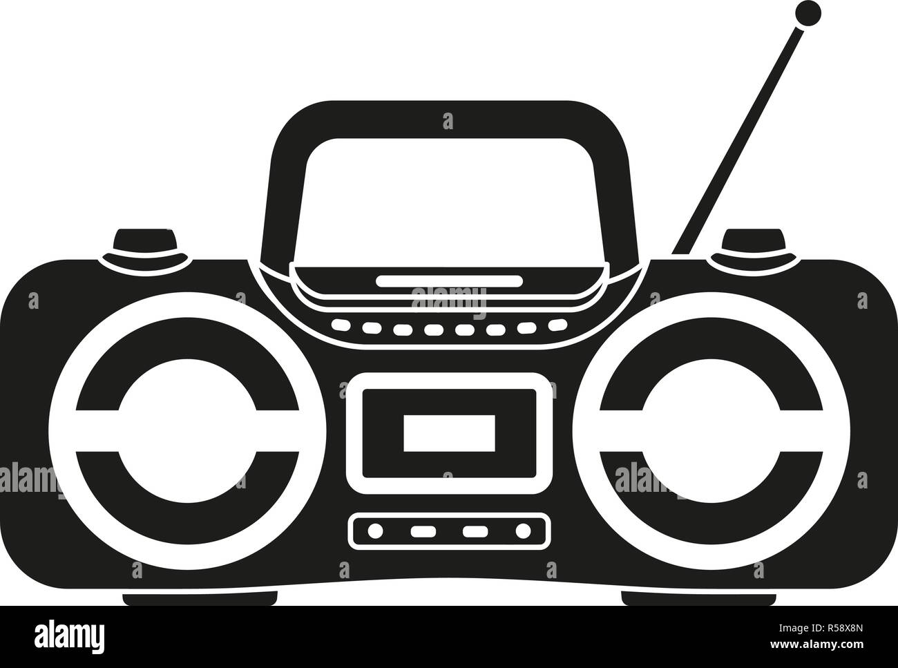Black and white boombox silhouette Stock Vector