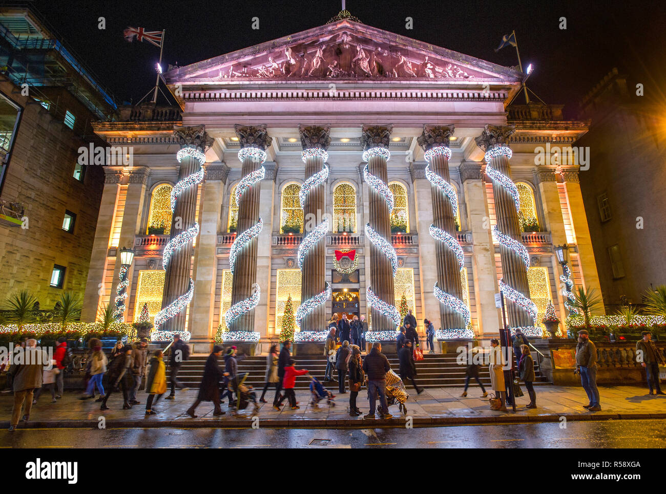 The Dome in George Street, Edinburgh decorated for Christmas. Stock Photo