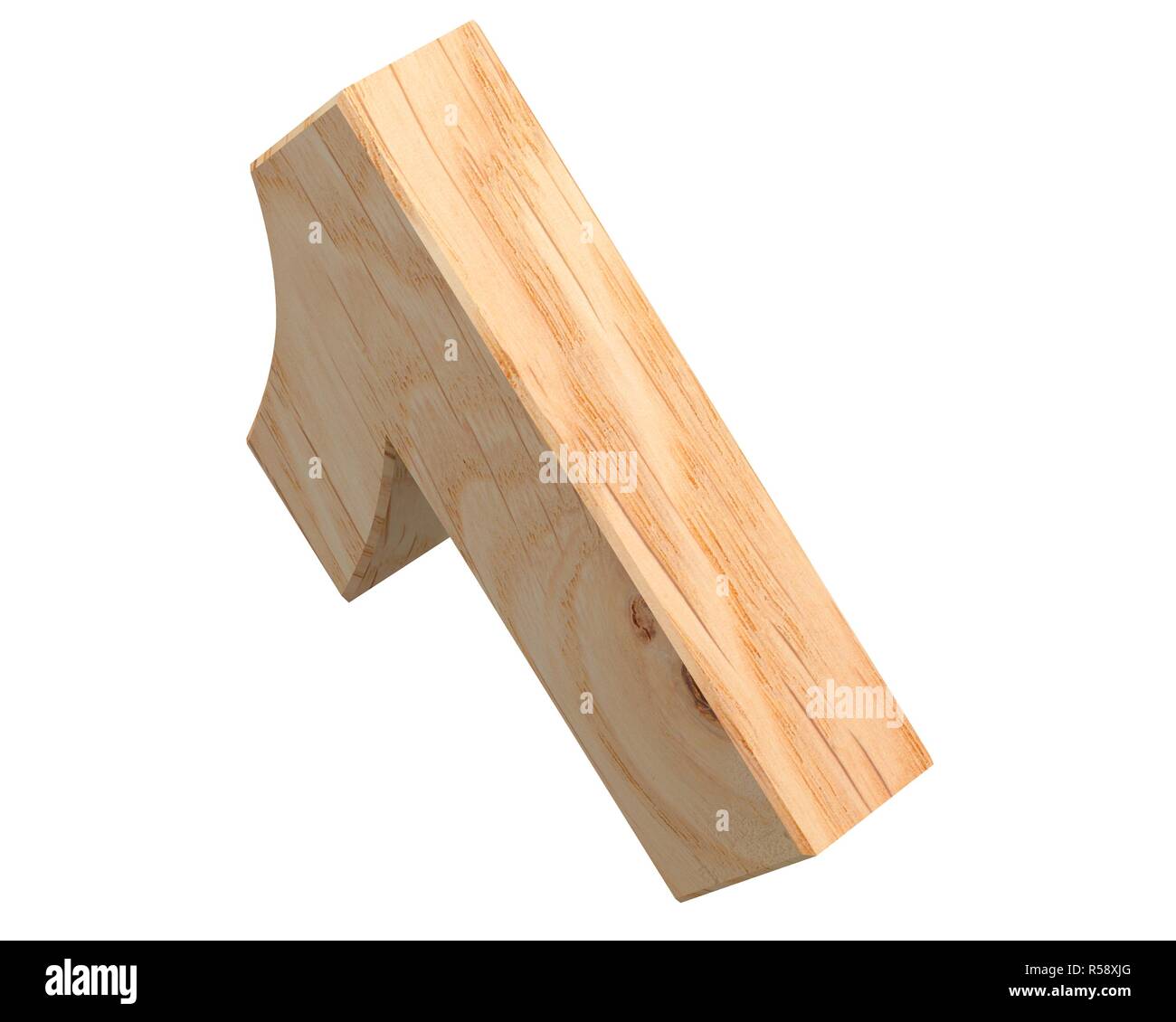 Decorative wooden alphabet digit zero symbol - 1. 3d rendering ...