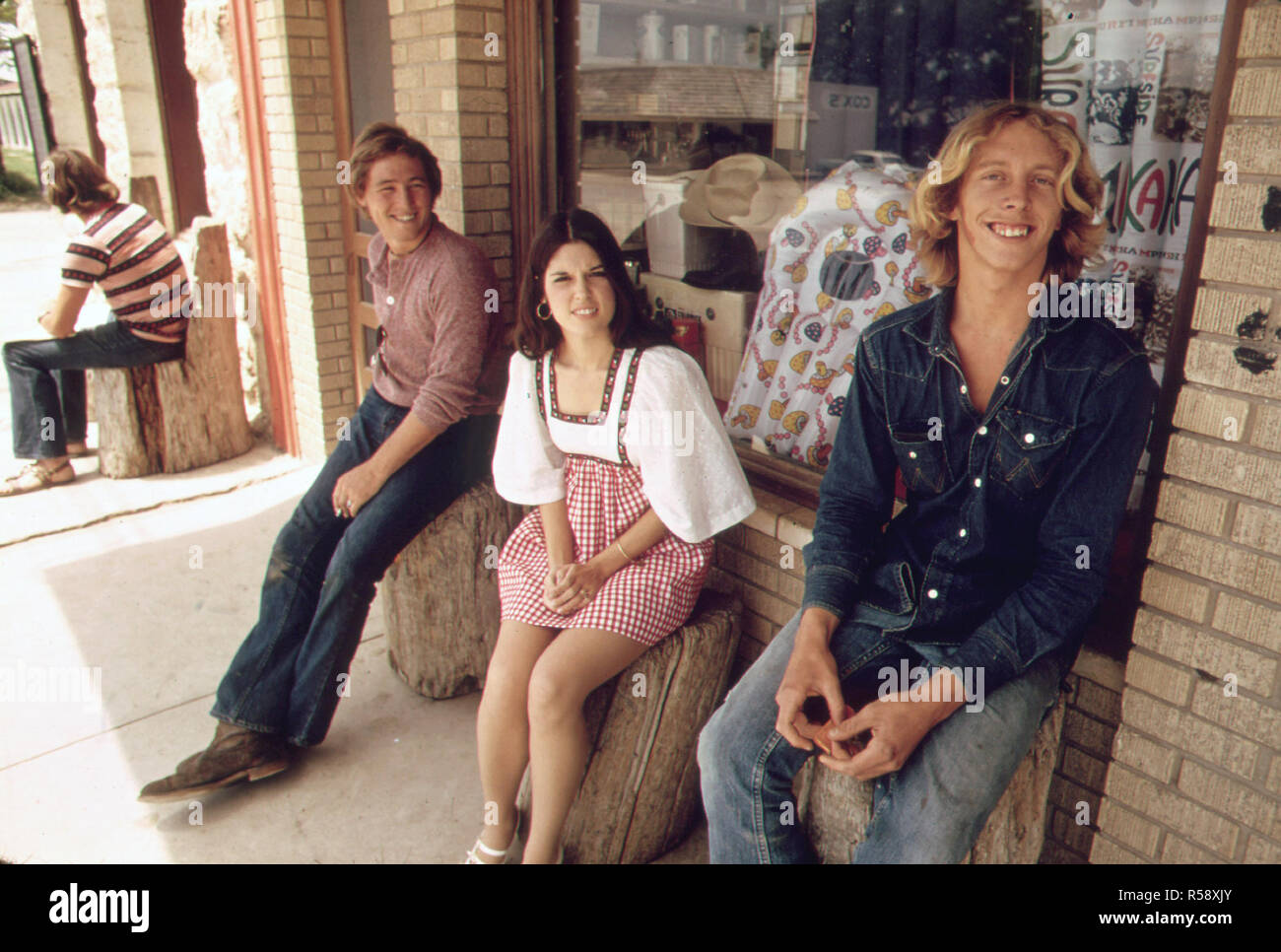 May 1973 - Miss Junior Texas Shown with Friends in Leakey, Texas, Her Home Town Stock Photo