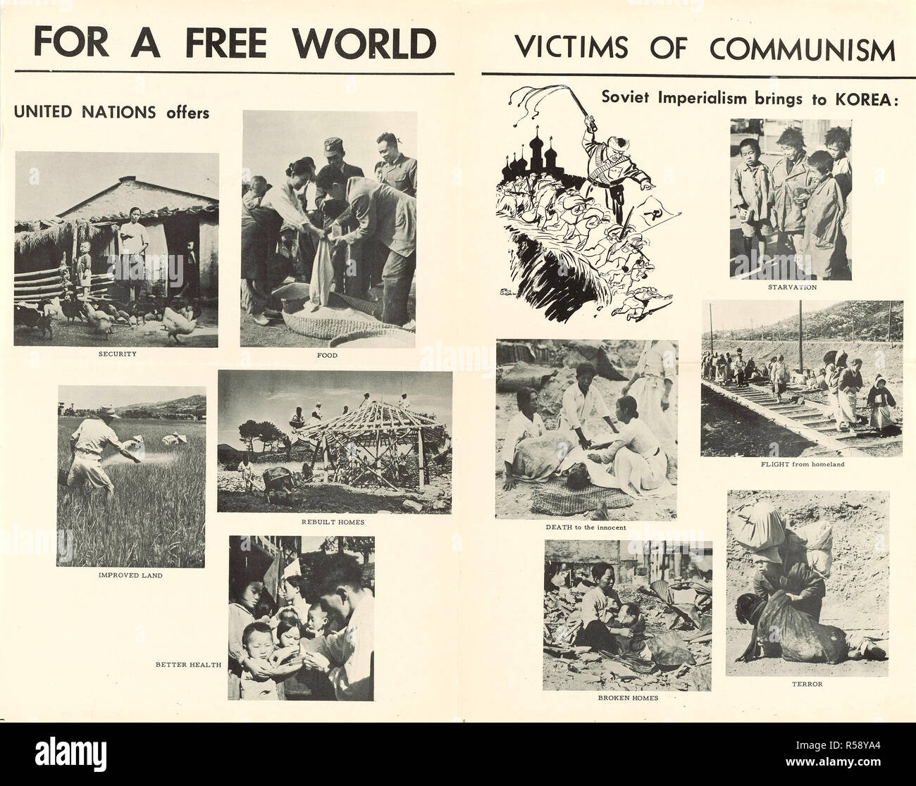 9/12/1951 - U.S. Propaganda Posters in 1950s Asia - For a Free World and Victims of Communism Poster Stock Photo