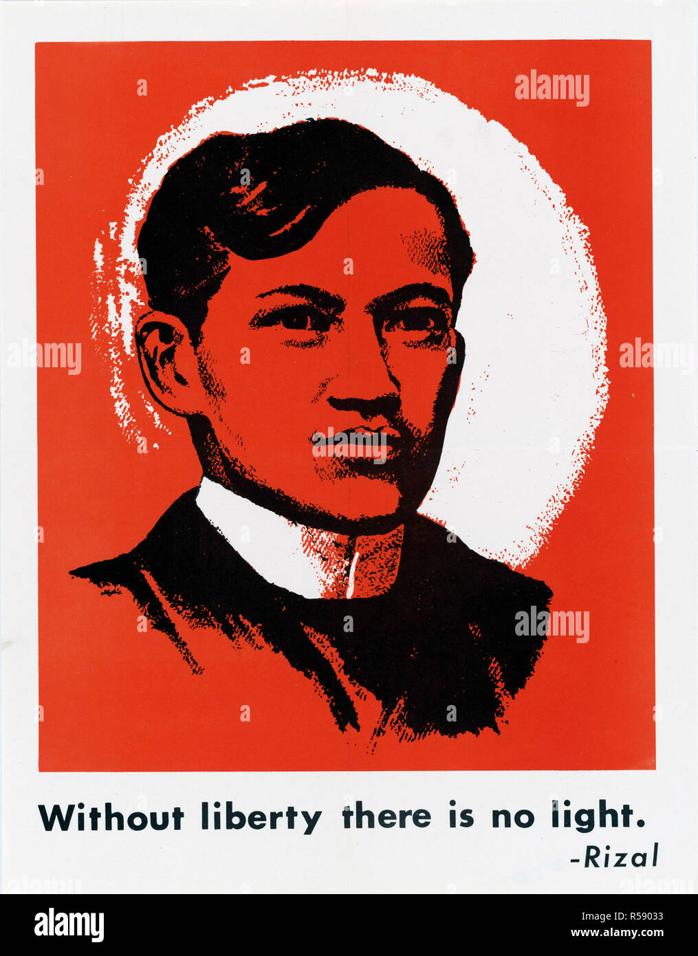 8/6/1954 - U.S. Propaganda Posters in 1950s Asia - Heroes Day Posters: Rizal Stock Photo