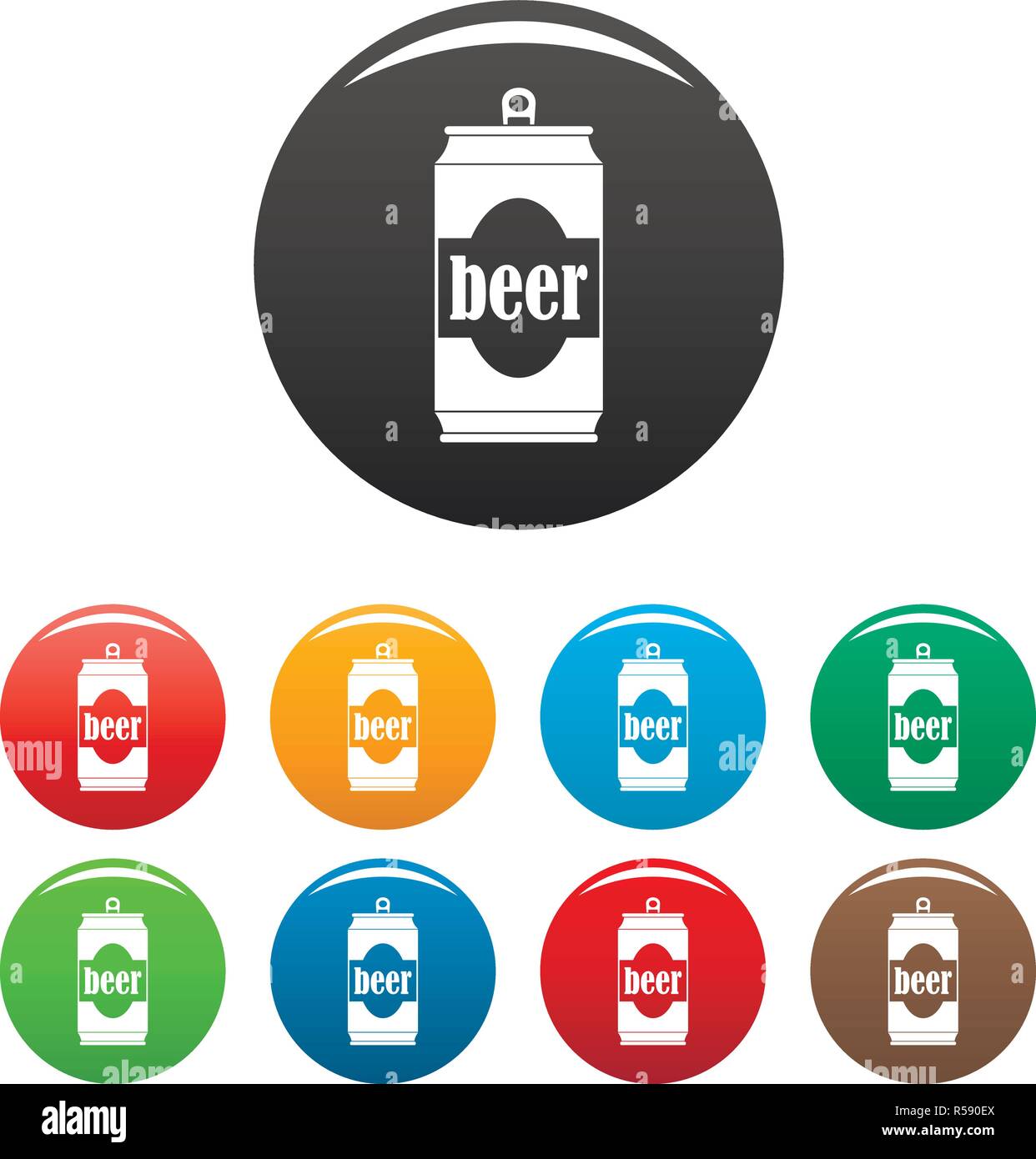 Beer can icons set 9 color vector isolated on white for any design Stock Vector
