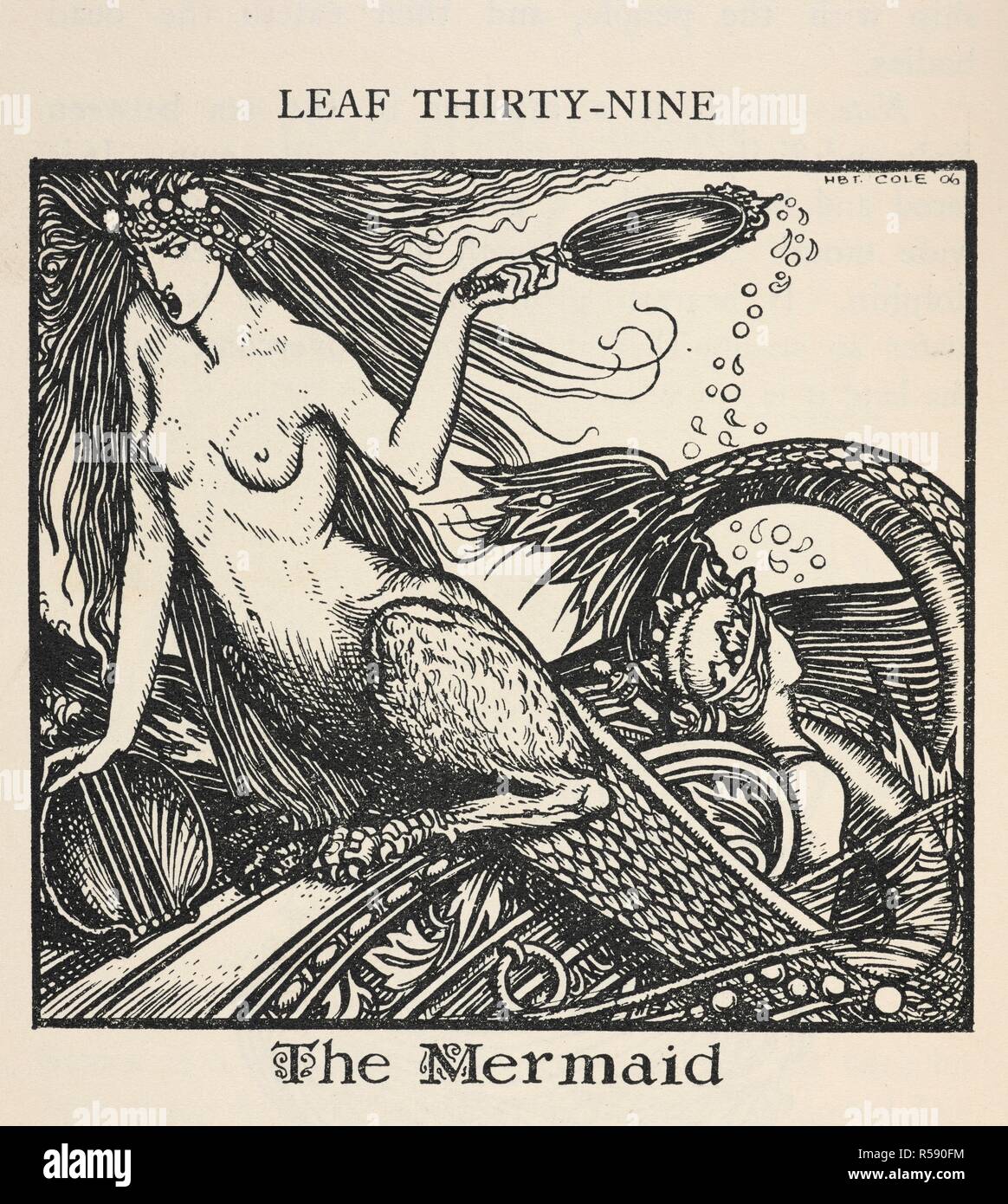 The mermaid. Fairy-Gold: a book of old English fairy tales, chosen by Ernest Rhys, illustrated by Herbert Cole. London : J. M. Dent & Co., 1906. Source: 12411.d.22 page 286. Stock Photo