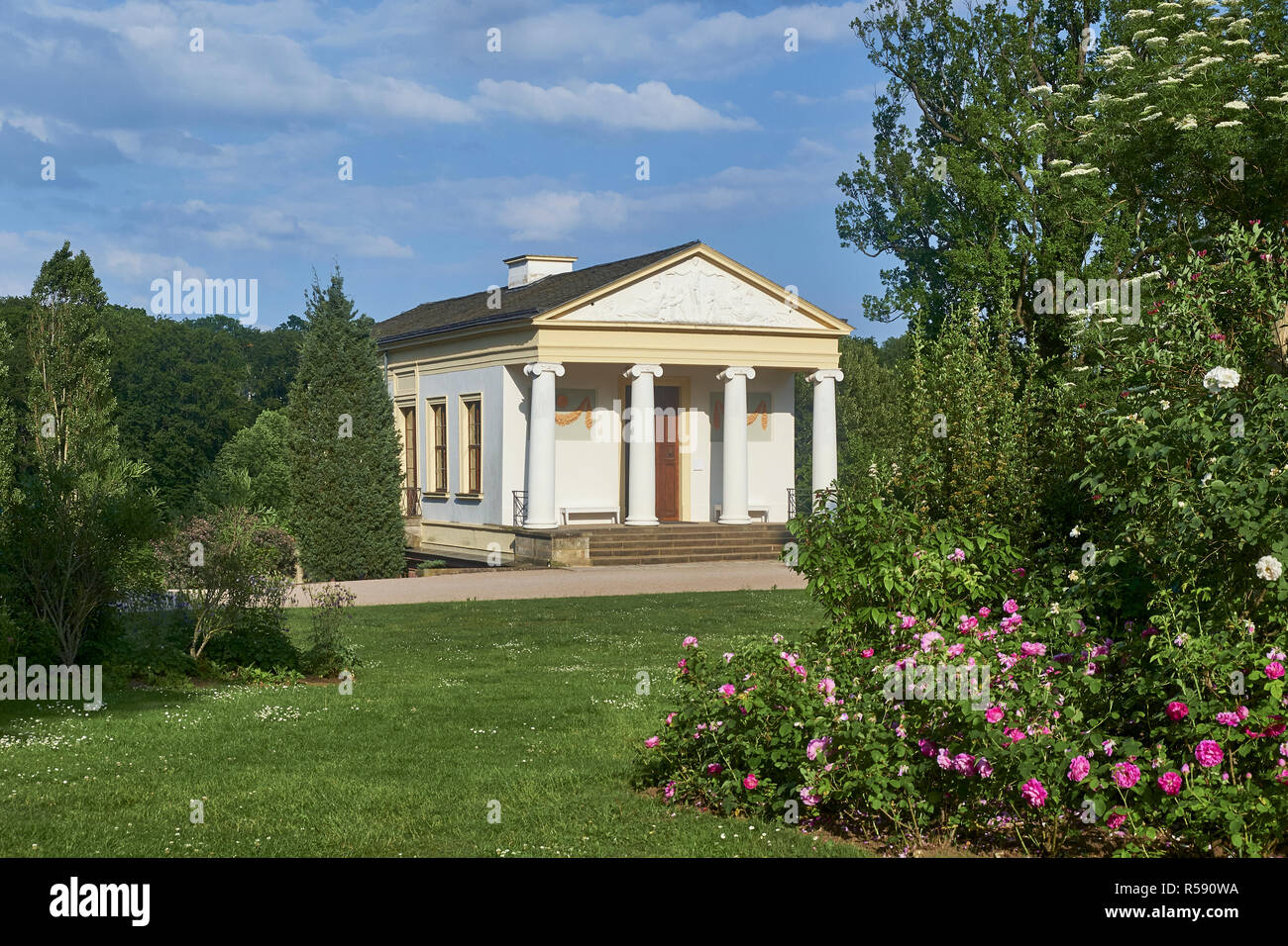 Roman house in the park at the Ilm, Weimar, Thuringia, Germany Stock Photo