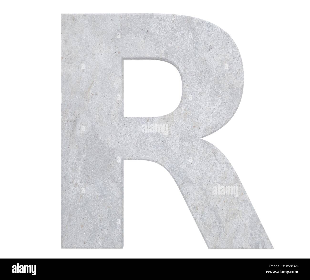Concrete Capital Letter - R isolated on white background . 3D render ...