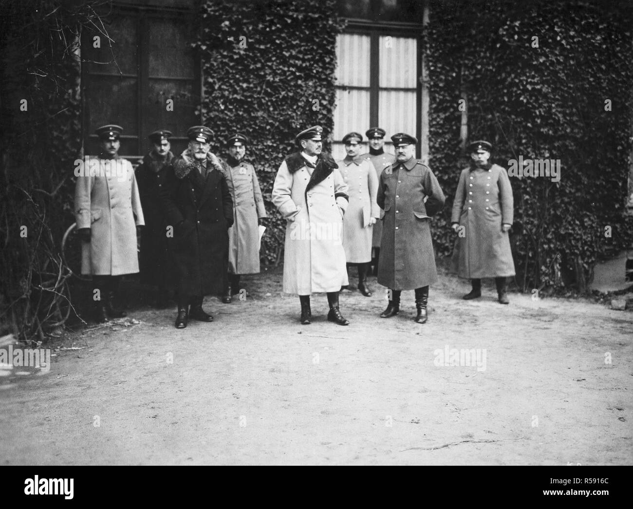 Enemy officers and officials. Von Kluck and his staff, who led the German armies on Paris in 1914 but was defeated at the Marne ca. 1914-1919 Stock Photo