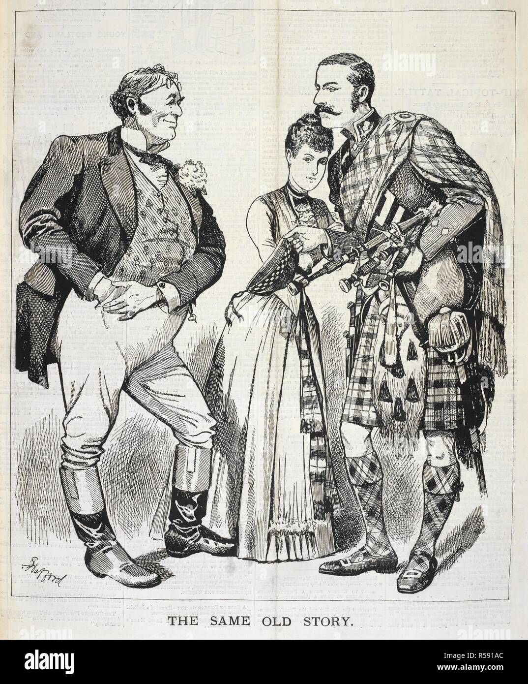 The same old story'. Two men, one a Scotsman, and a woman. Funny folks. : A  weekly