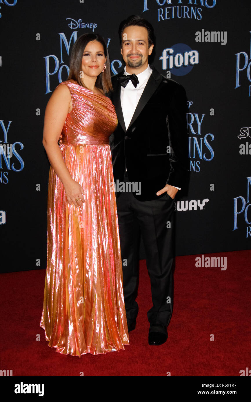 Hollywood, California, USA. 29th November, 2018. Vanessa Nadal, Lin-Manuel Miranda at the World Premiere of Disney's 'Mary Poppins Returns' held at the Dolby Theatre in Hollywood, CA, November 29, 2018. Photo by Joseph Martinez / PictureLux Credit: PictureLux / The Hollywood Archive/Alamy Live News Stock Photo